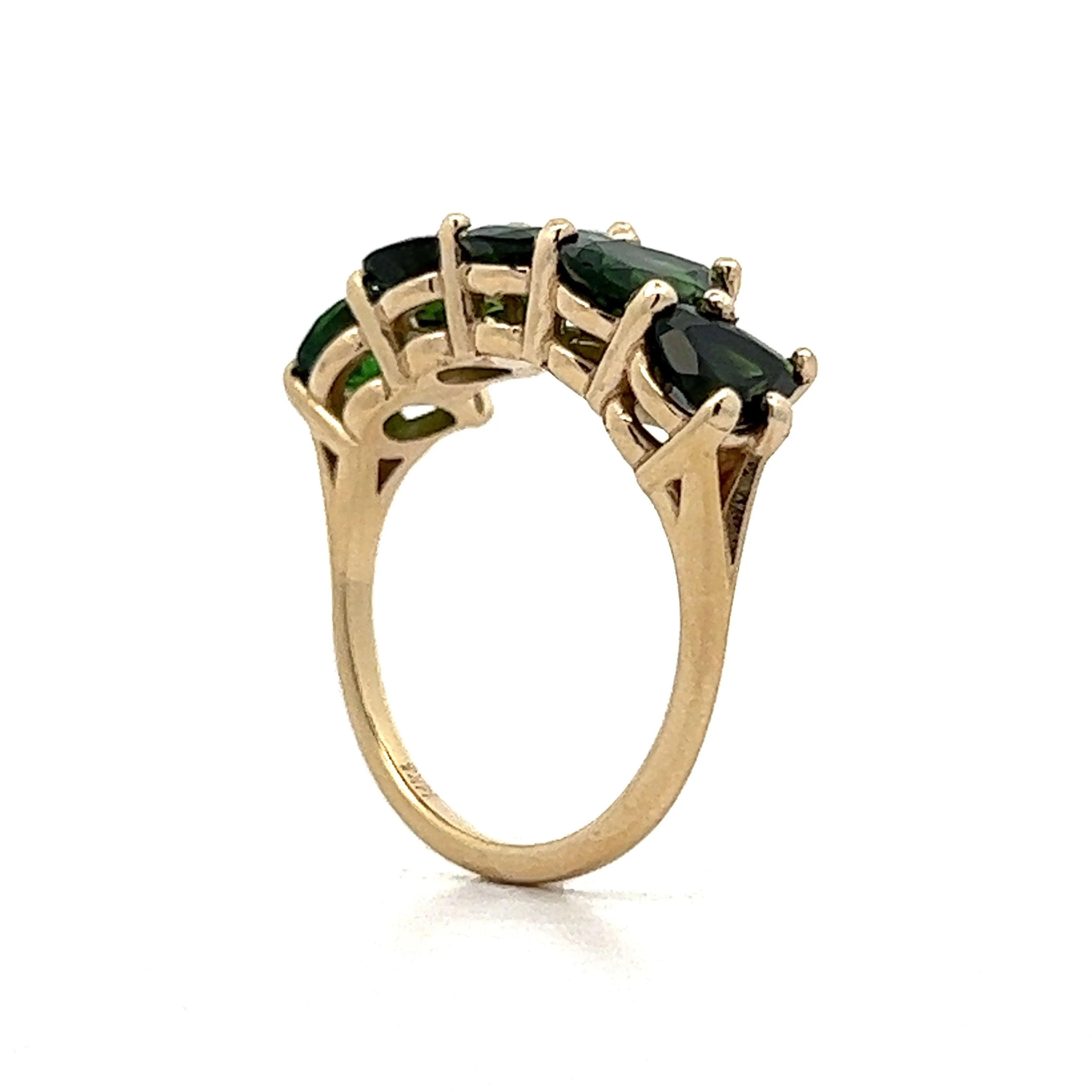 2.75 Green Tourmaline Pear Five Stone Stacking Ring - Image 5