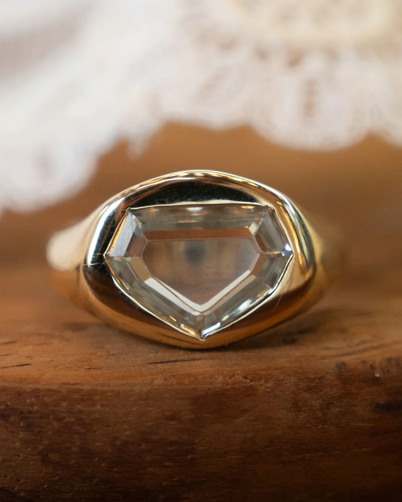 2.79 Flush Solitaire Sapphire Engagement Ring in 14k - Image 6