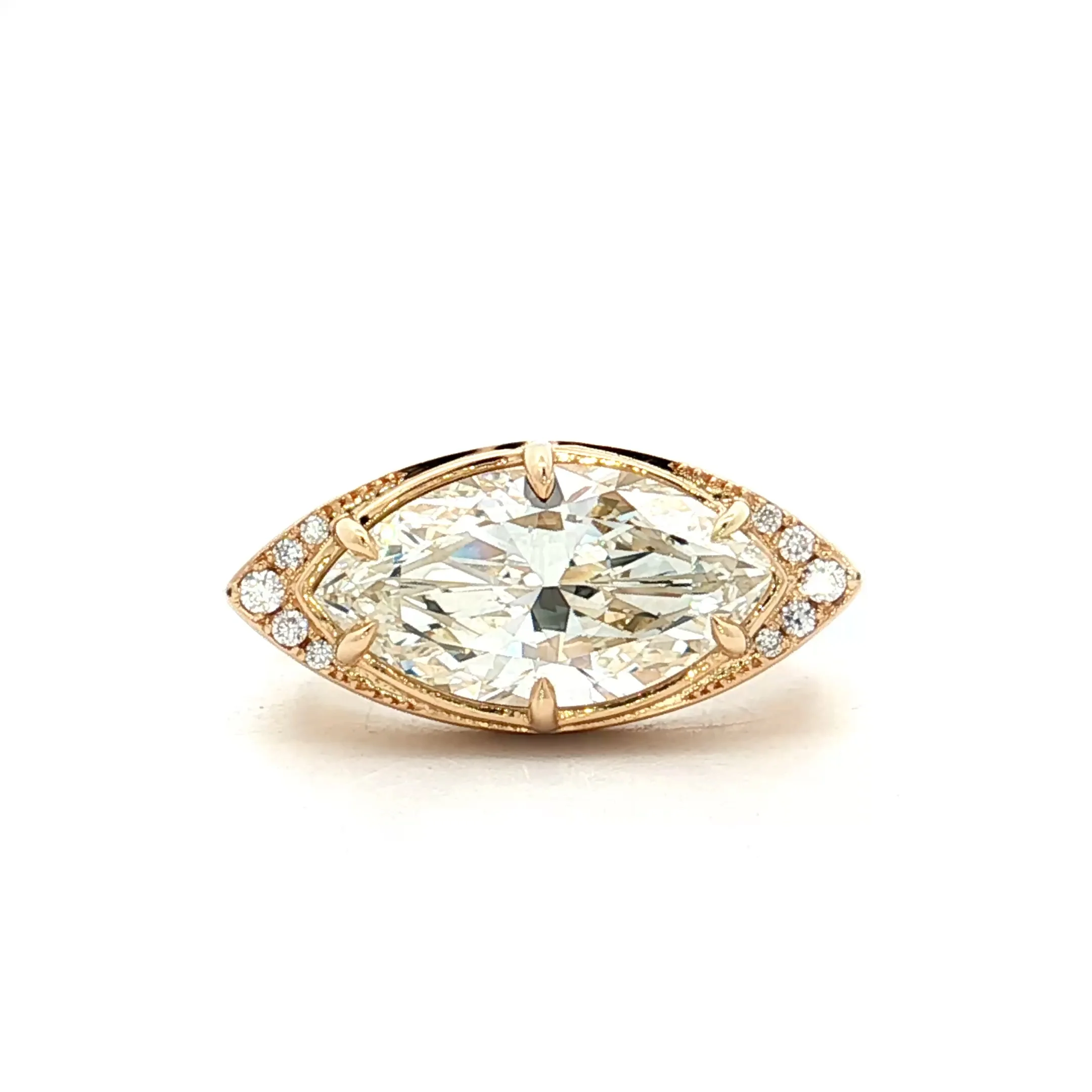 2.84 Marquise Diamond Engagement Ring 18k Yellow Gold