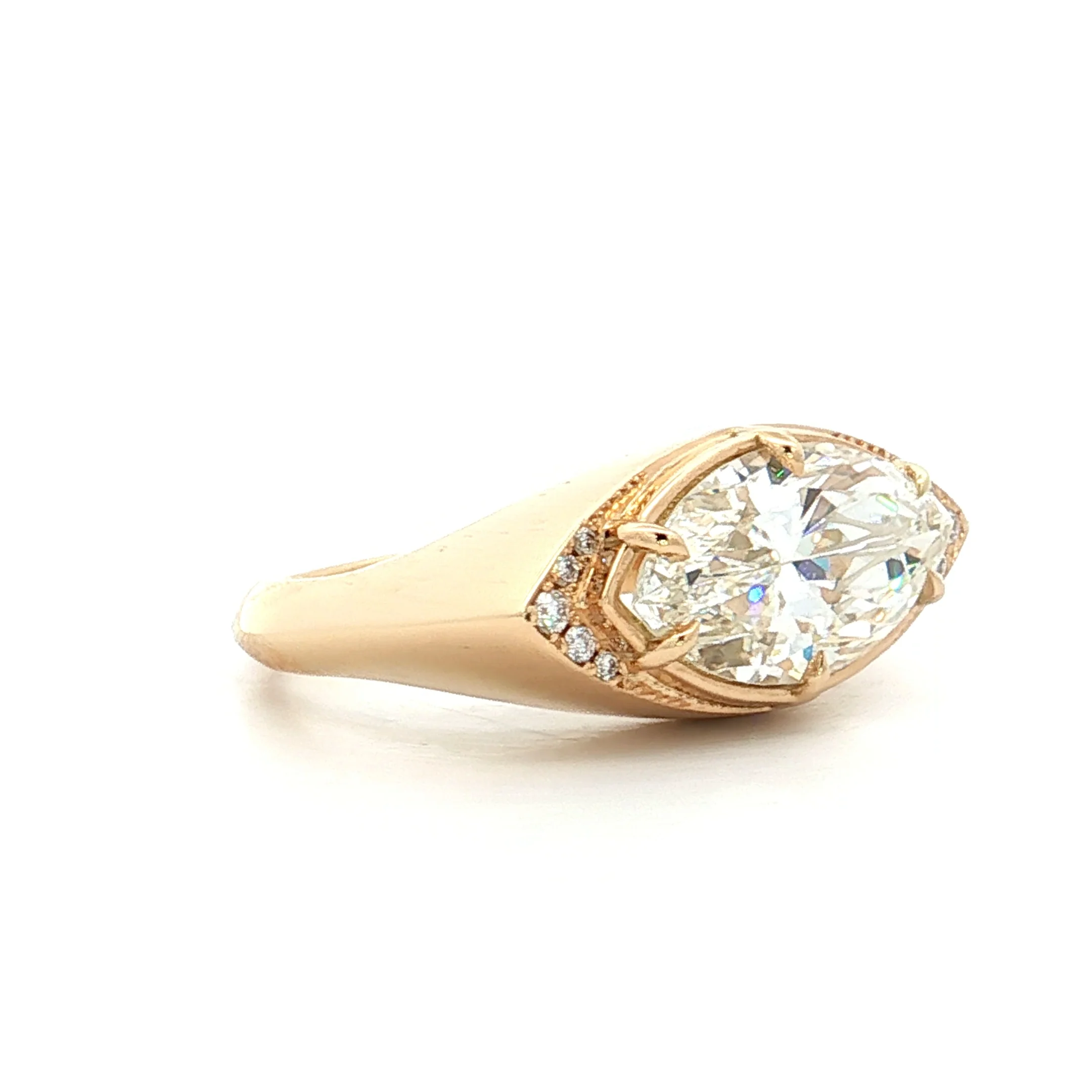2.84 Marquise Diamond Engagement Ring 18k Yellow Gold - Image 3