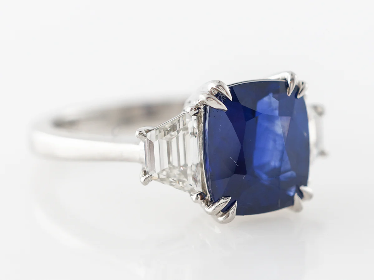 2.85 Carat Cushion Sapphire Engagement Ring in Platinum - Image 3