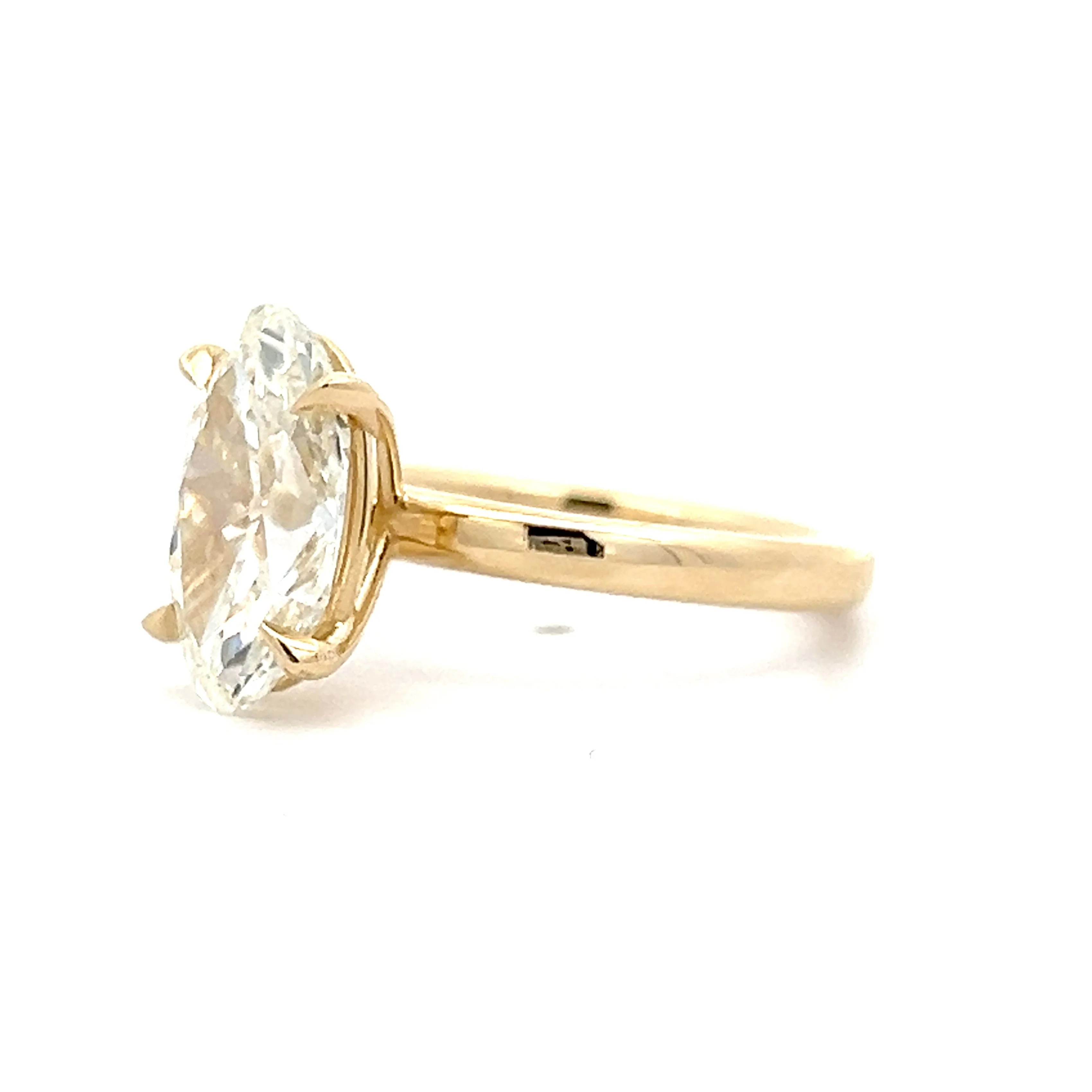2.86 Moval Cut Diamond Engagement Ring in 14k Yellow Gold - Image 2