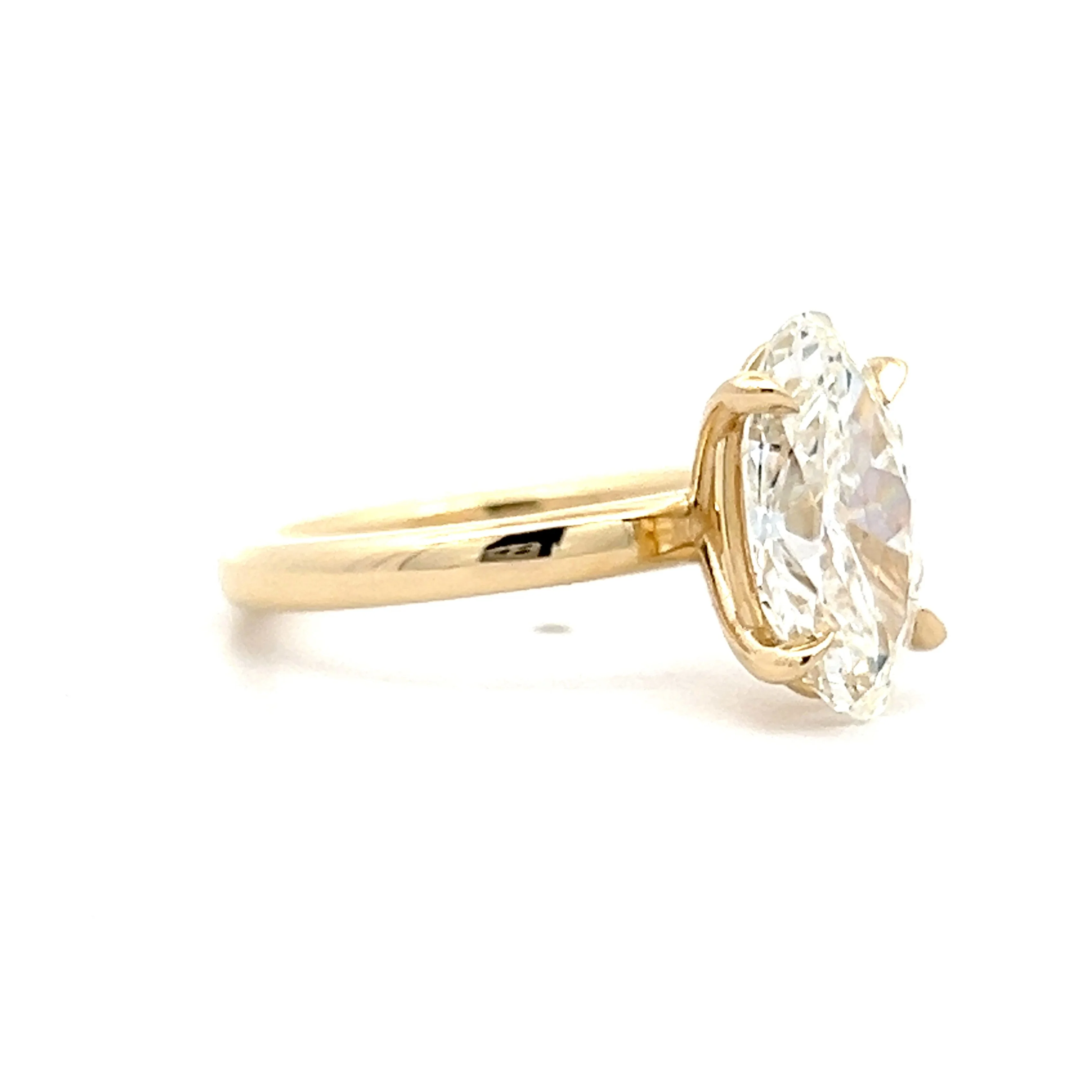 2.86 Moval Cut Diamond Engagement Ring in 14k Yellow Gold - Image 3