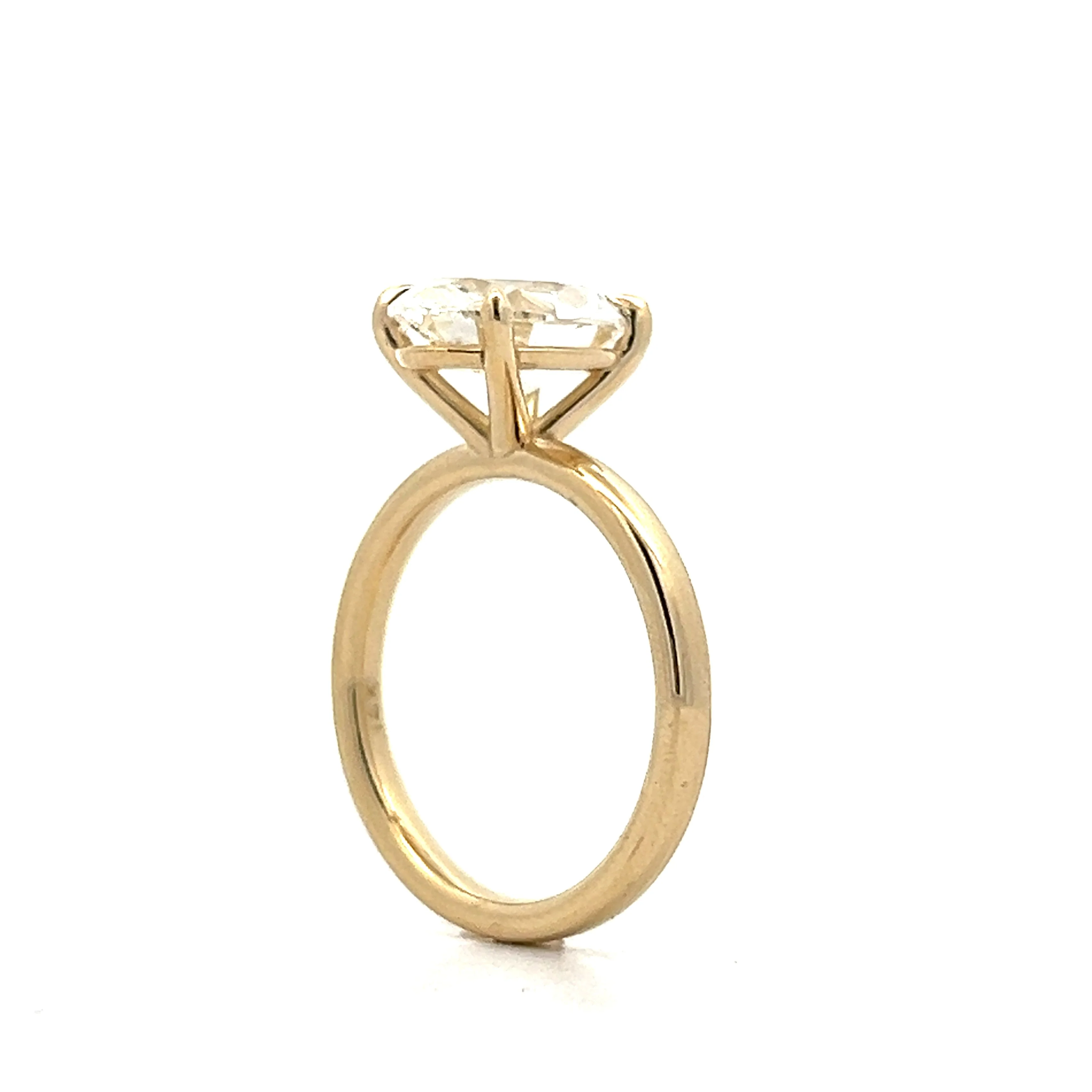 2.86 Moval Cut Diamond Engagement Ring in 14k Yellow Gold - Image 5