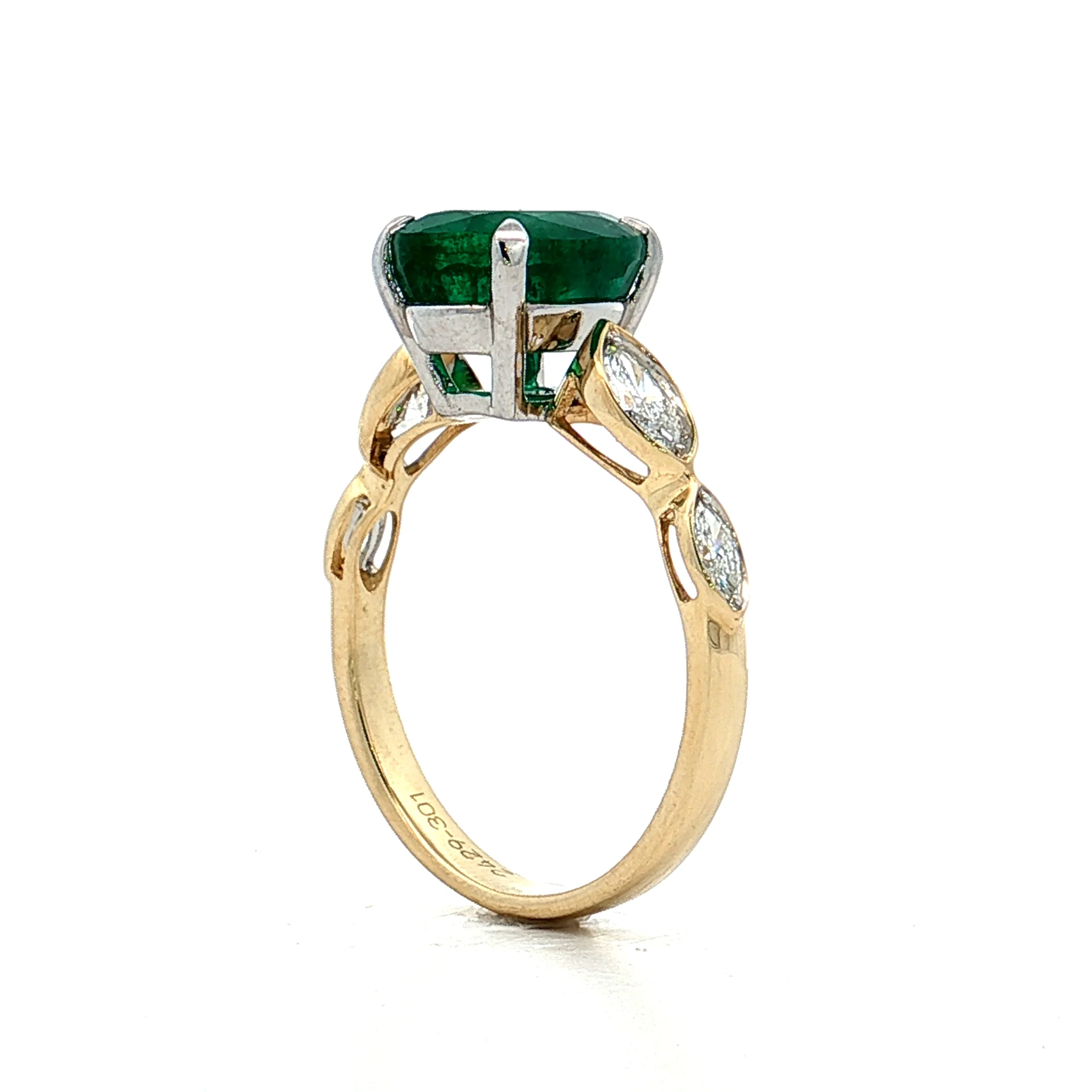 2.88 Emerald Engagement Ring Two-Tone 14k - Image 5