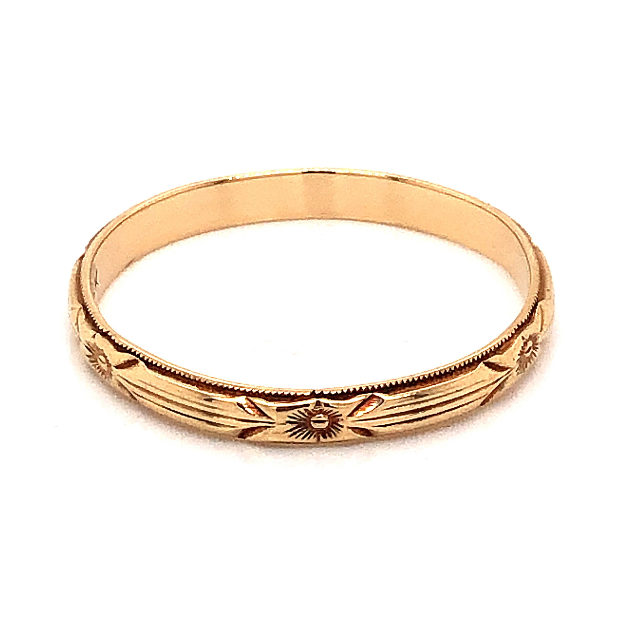 2.8mm Deco Orange Blossom Wedding Band in 14k Yellow Gold