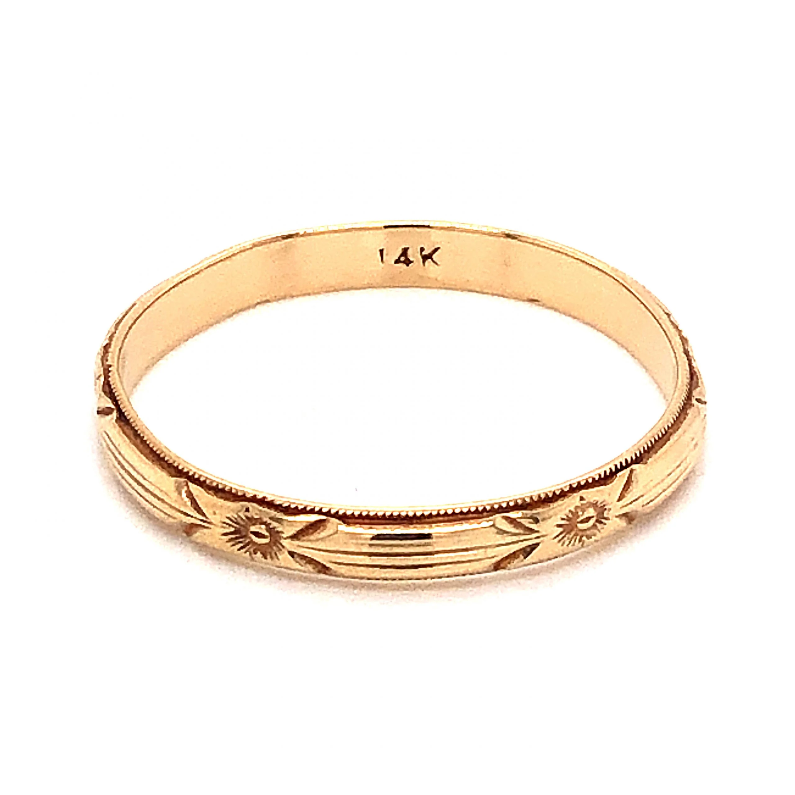2.8mm Deco Orange Blossom Wedding Band in 14k Yellow Gold - Image 2