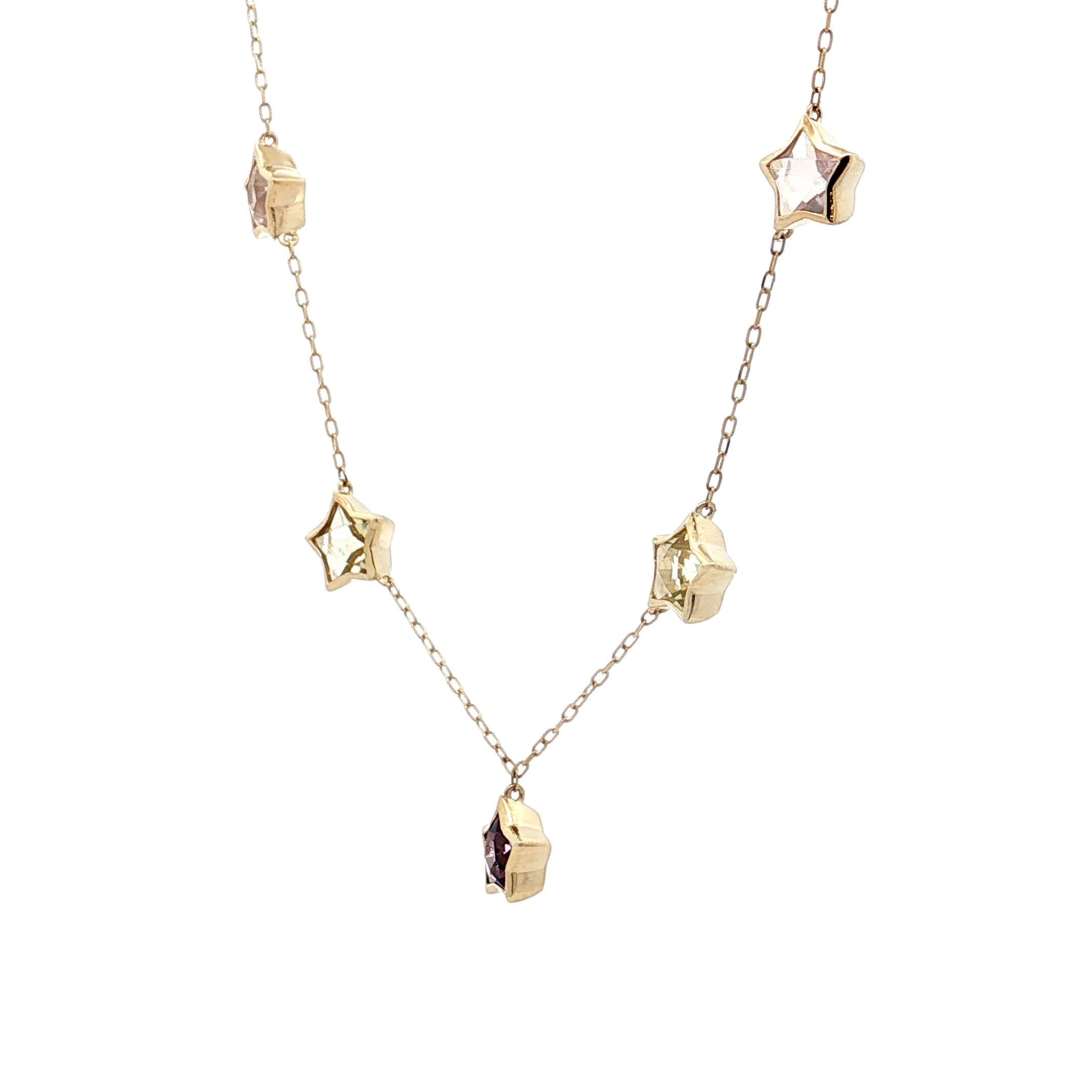 2.90 Amethyst & Peridot Necklace 14k Yellow Gold - Image 2