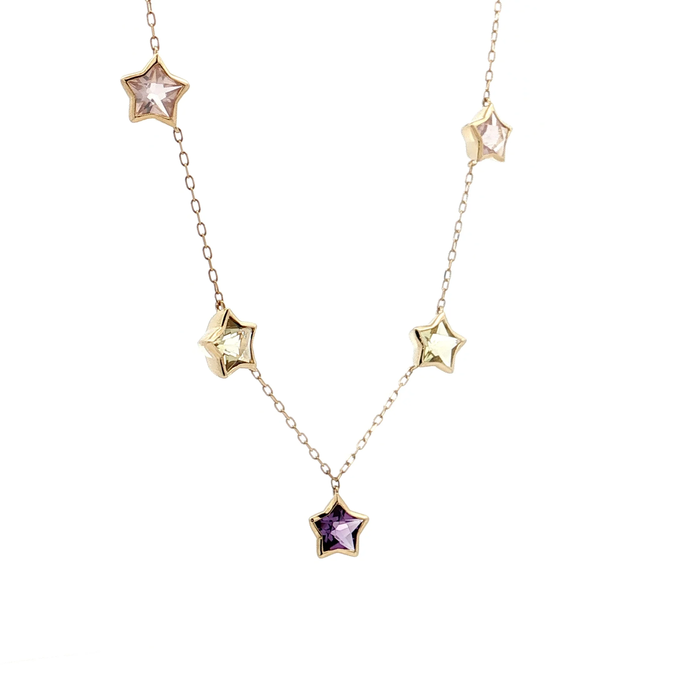 2.90 Amethyst & Peridot Necklace 14k Yellow Gold - Image 3