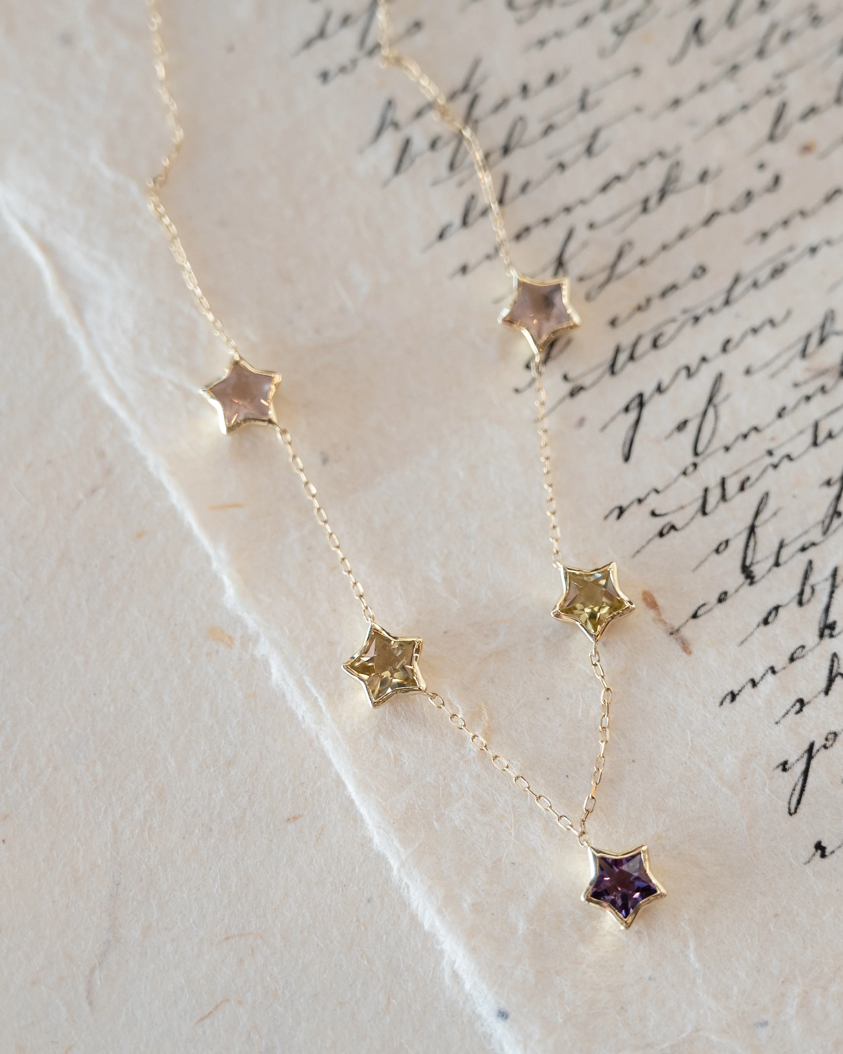 2.90 Amethyst & Peridot Necklace 14k Yellow Gold - Image 5