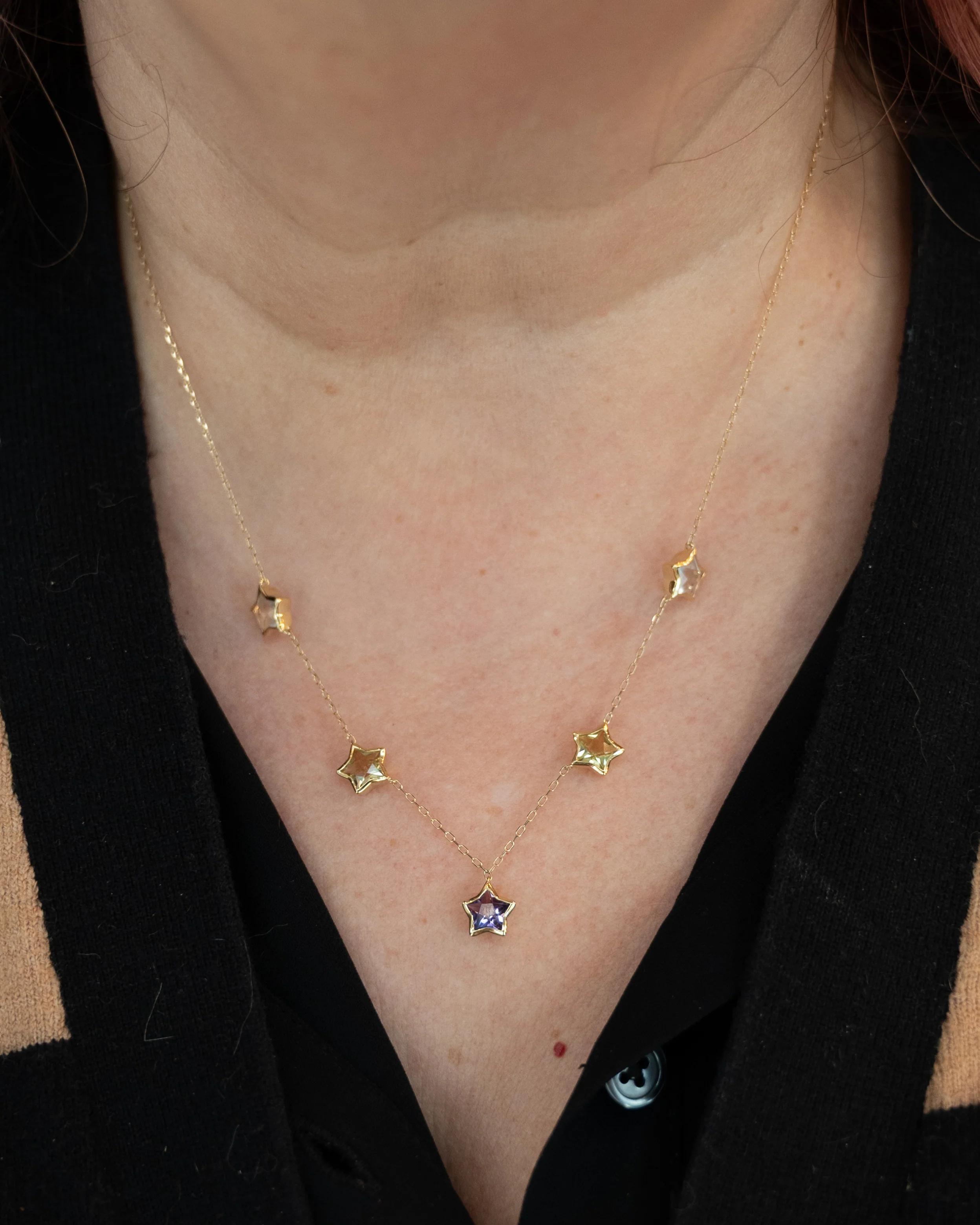 2.90 Amethyst & Peridot Necklace 14k Yellow Gold - Image 6