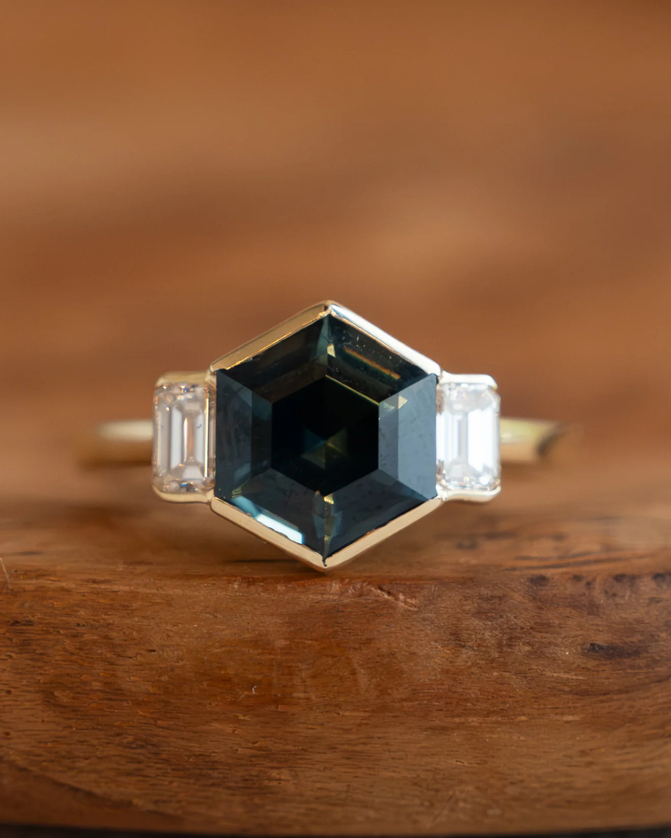 2.91 Hexagon Sapphire Engagement Ring in 14k - Image 6