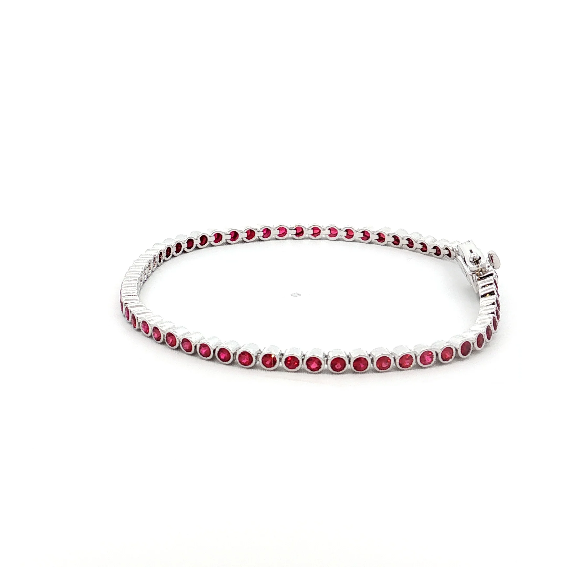 2.96 Bezel Ruby Tennis Bracelet in 14k White Gold - Image 2