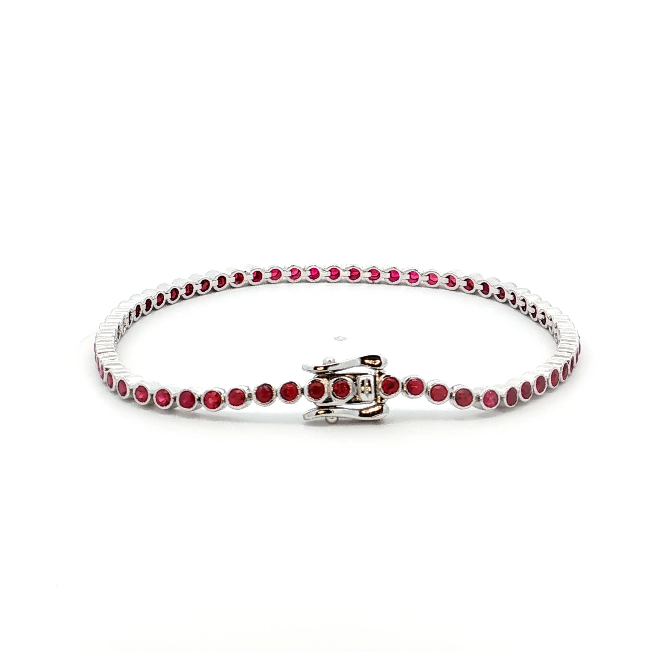 2.96 Bezel Ruby Tennis Bracelet in 14k White Gold - Image 4