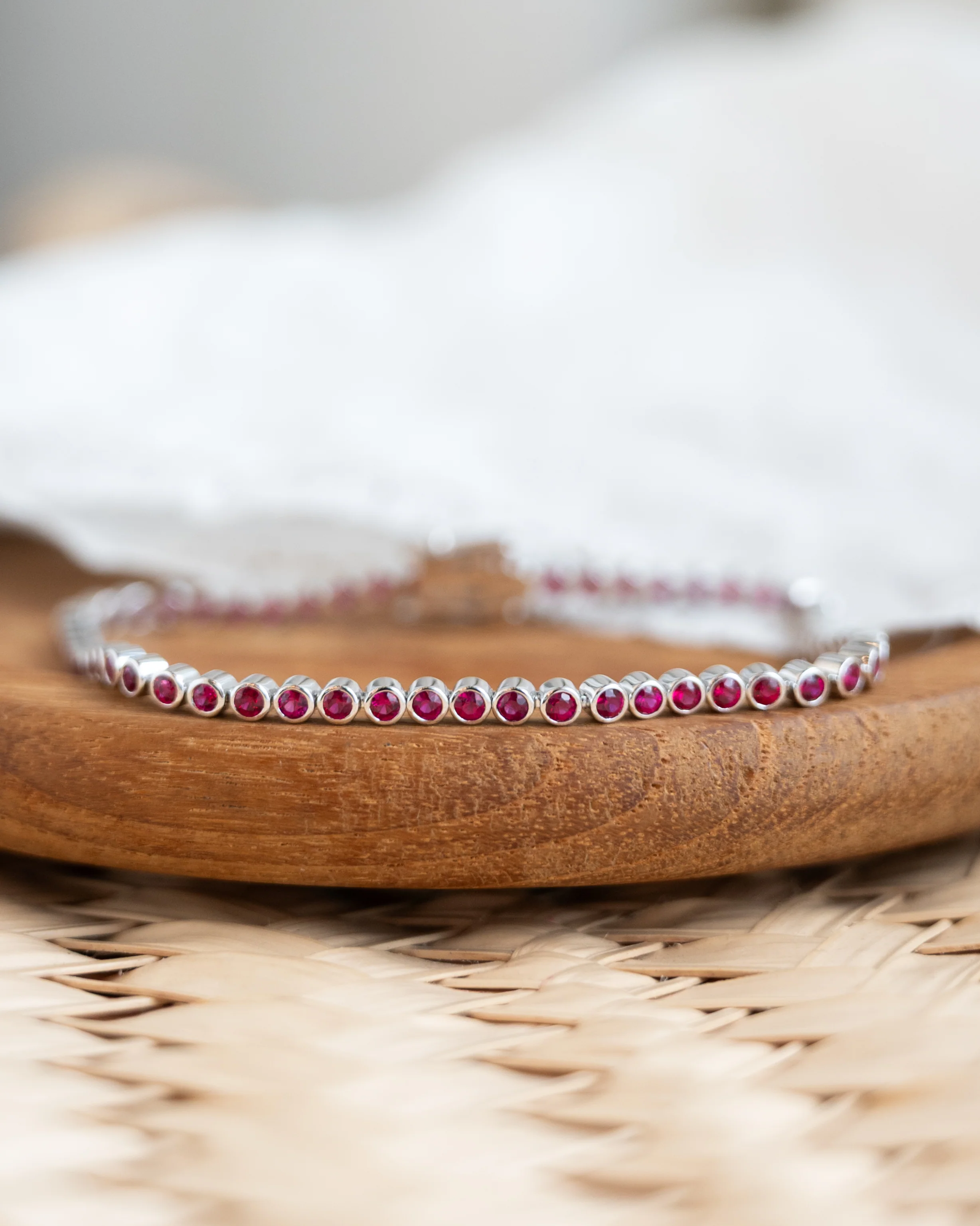 2.96 Bezel Ruby Tennis Bracelet in 14k White Gold - Image 5