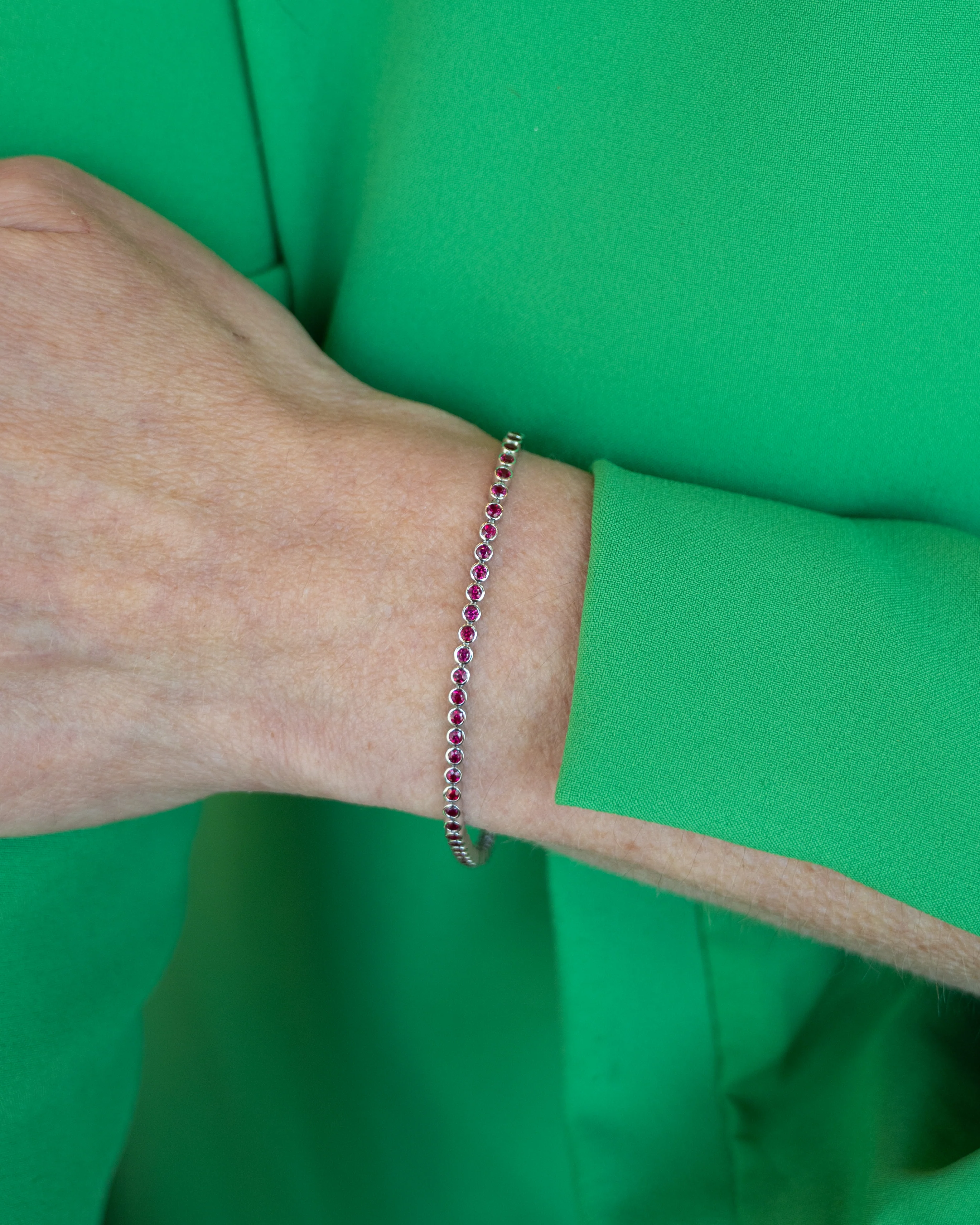 2.96 Bezel Ruby Tennis Bracelet in 14k White Gold - Image 6