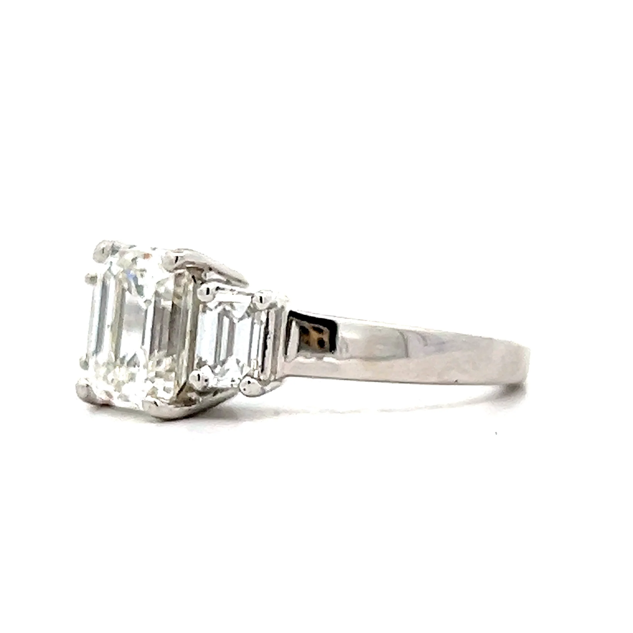 2 Carat 3 Stone Emerald Cut Engagement Ring Platinum - Image 2