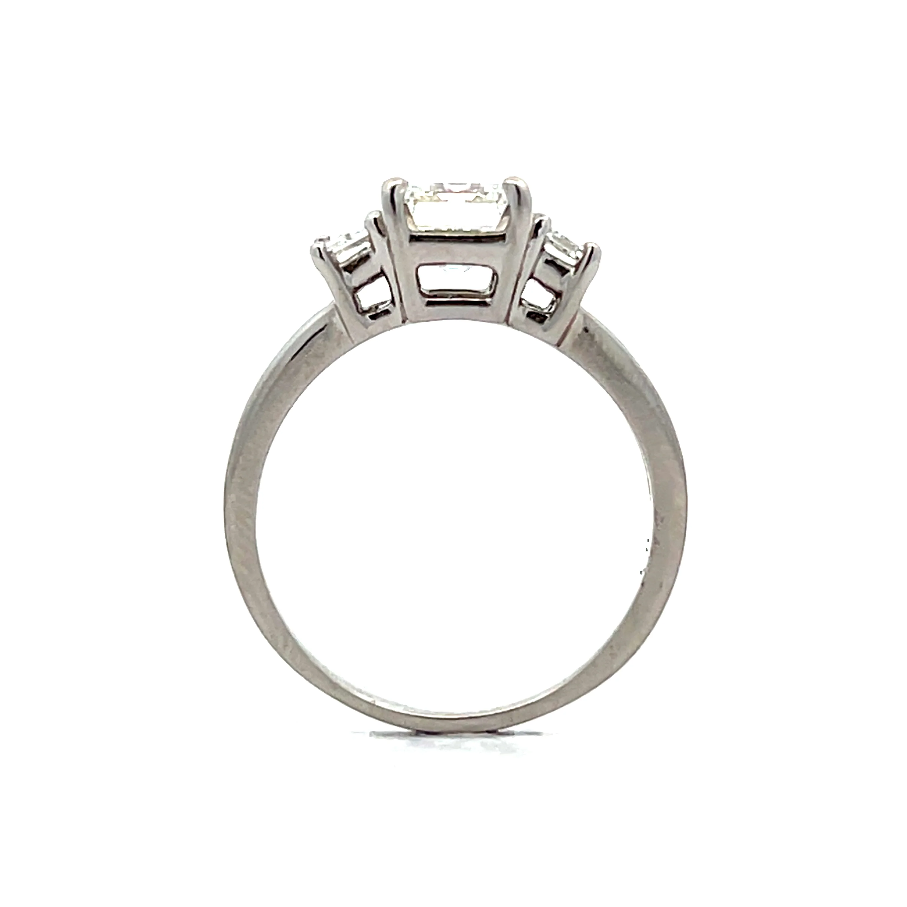 2 Carat 3 Stone Emerald Cut Engagement Ring Platinum - Image 4