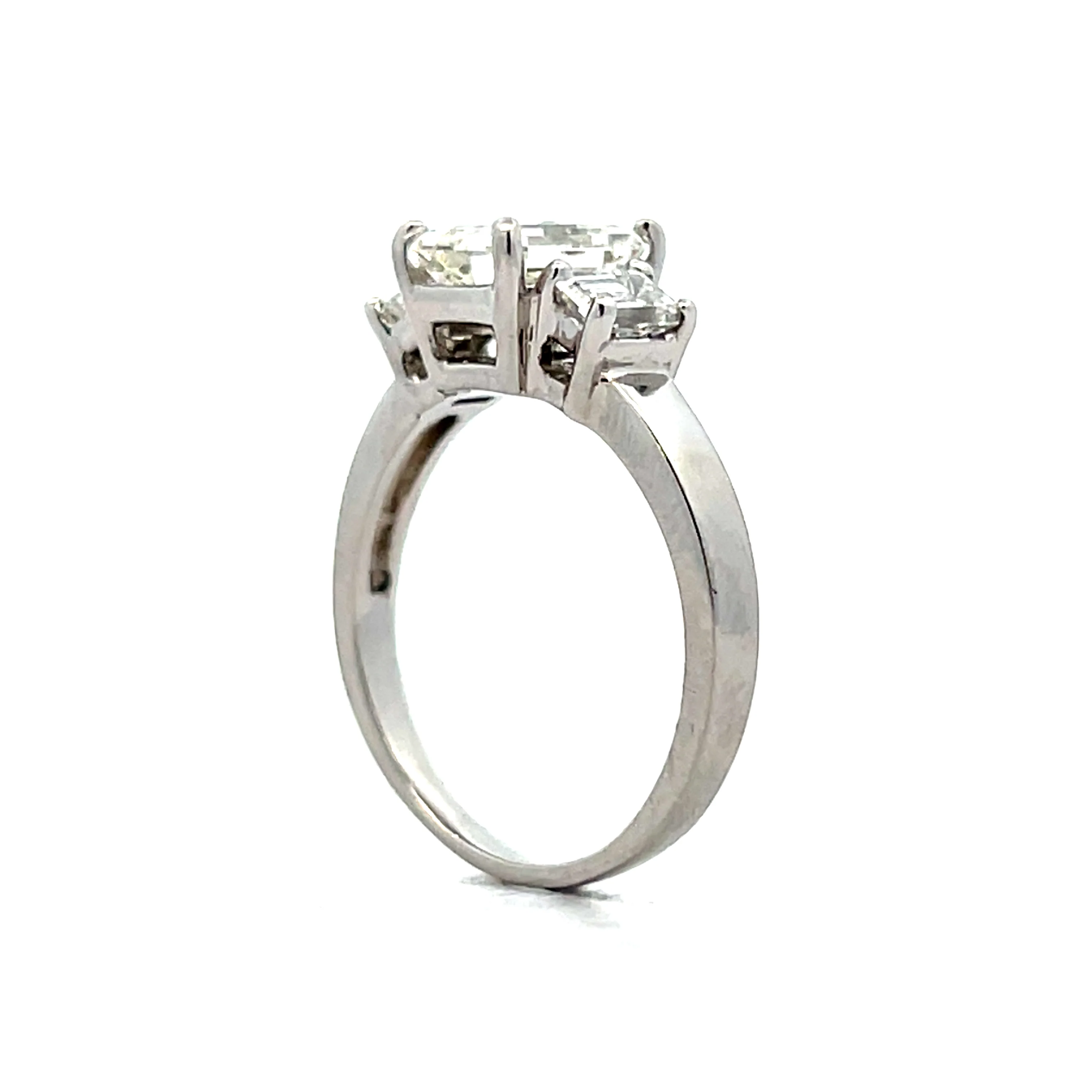 2 Carat 3 Stone Emerald Cut Engagement Ring Platinum - Image 5