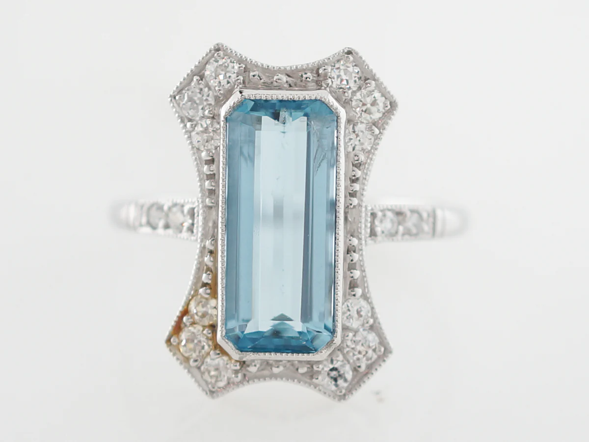 2 Carat Aquamarine & Diamond Cocktail Ring in Platinum