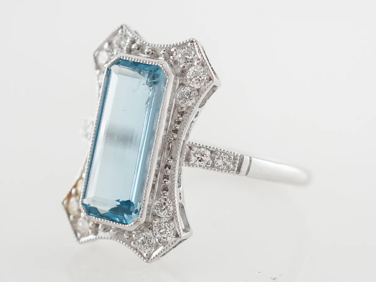 2 Carat Aquamarine & Diamond Cocktail Ring in Platinum - Image 2