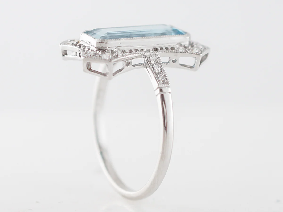 2 Carat Aquamarine & Diamond Cocktail Ring in Platinum - Image 4