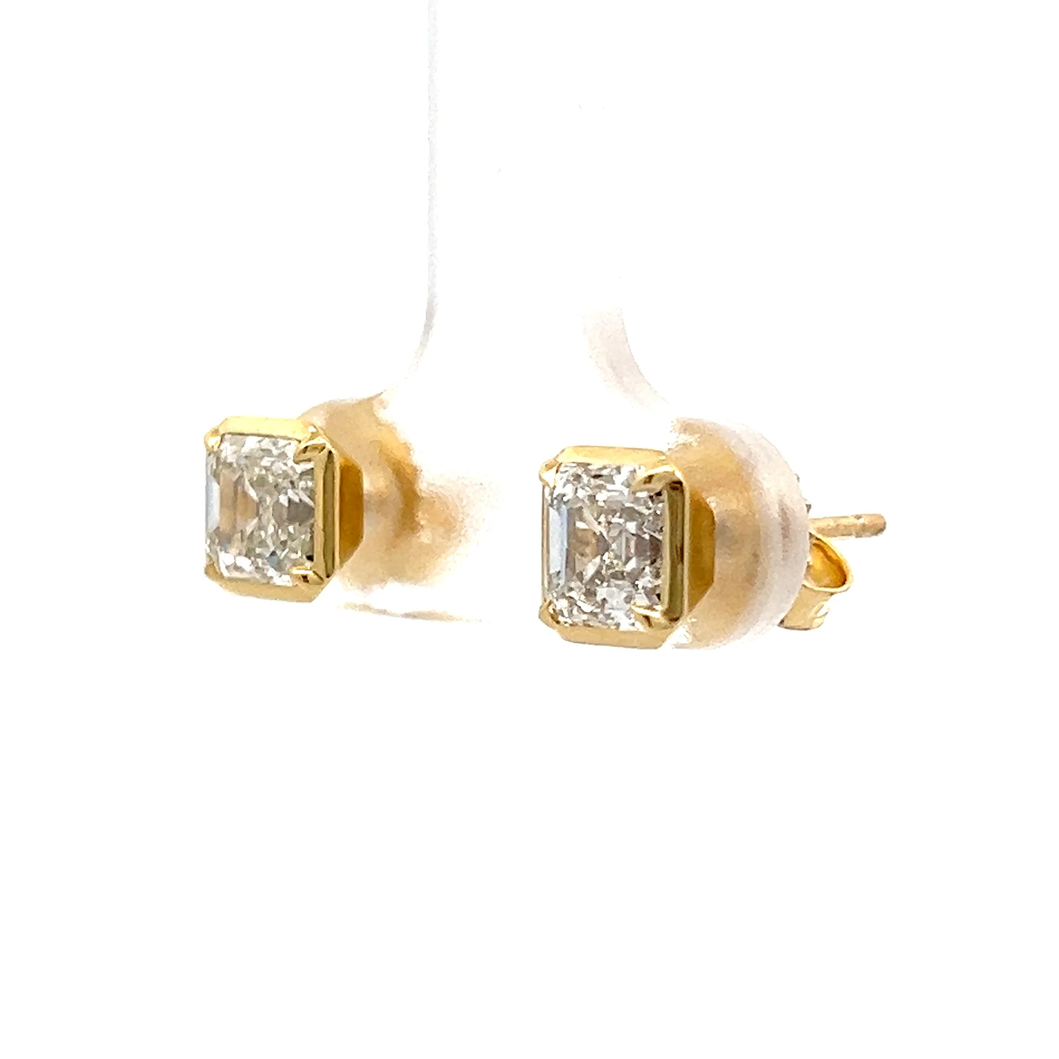 2 Carat Asscher Cut Diamond Earrings Studs in 18k - Image 2