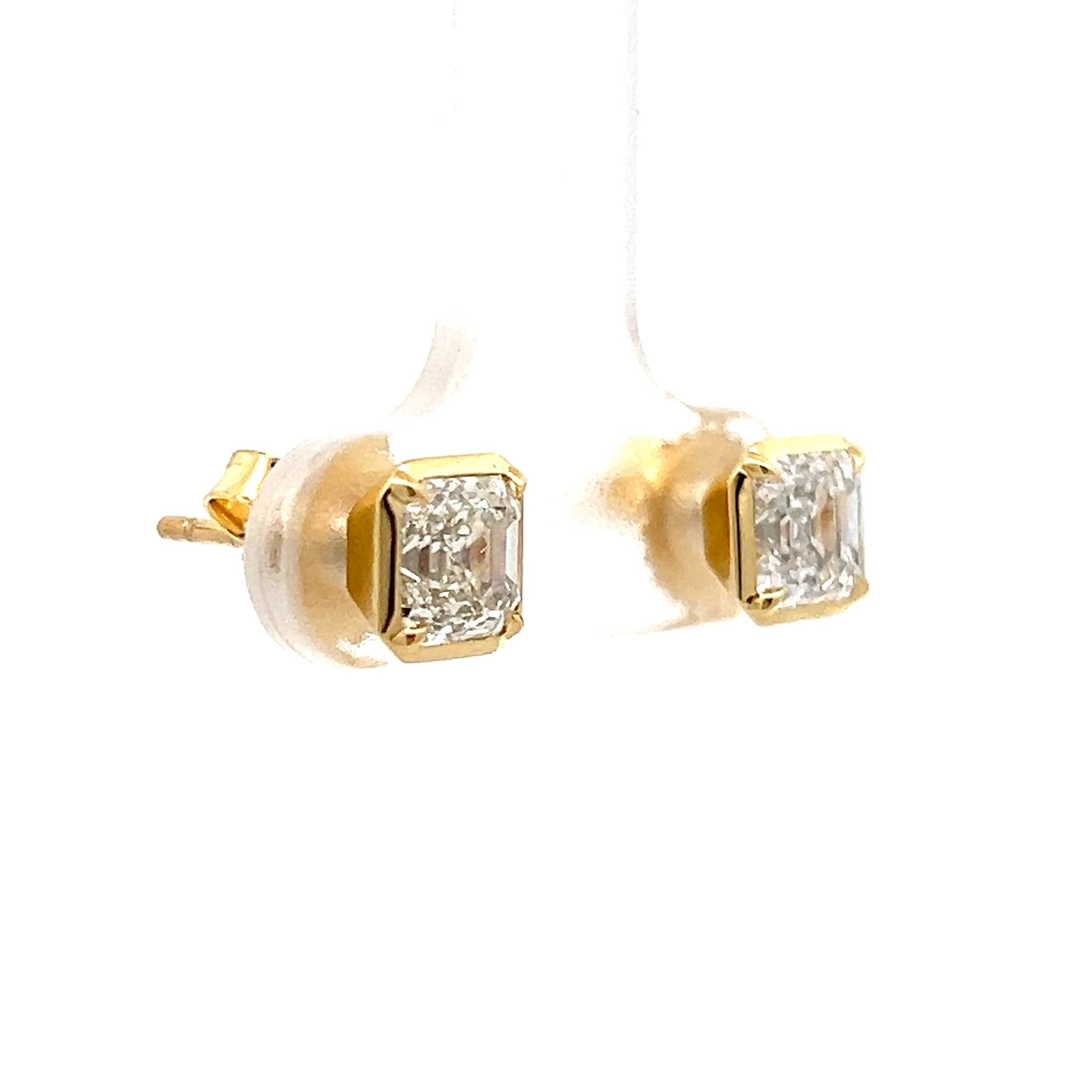 2 Carat Asscher Cut Diamond Earrings Studs in 18k - Image 3