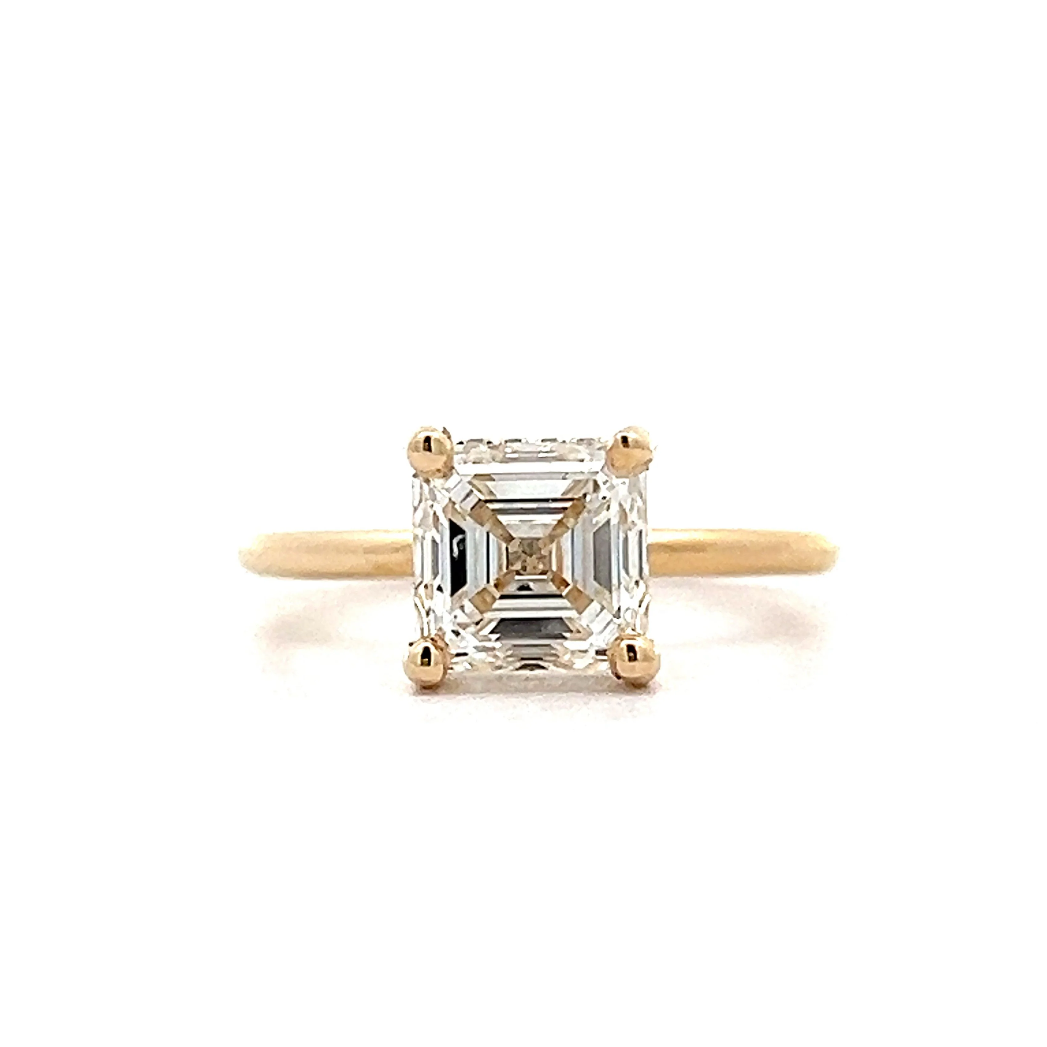 2 Carat Asscher Cut Engagement Ring in 14k Yellow Gold