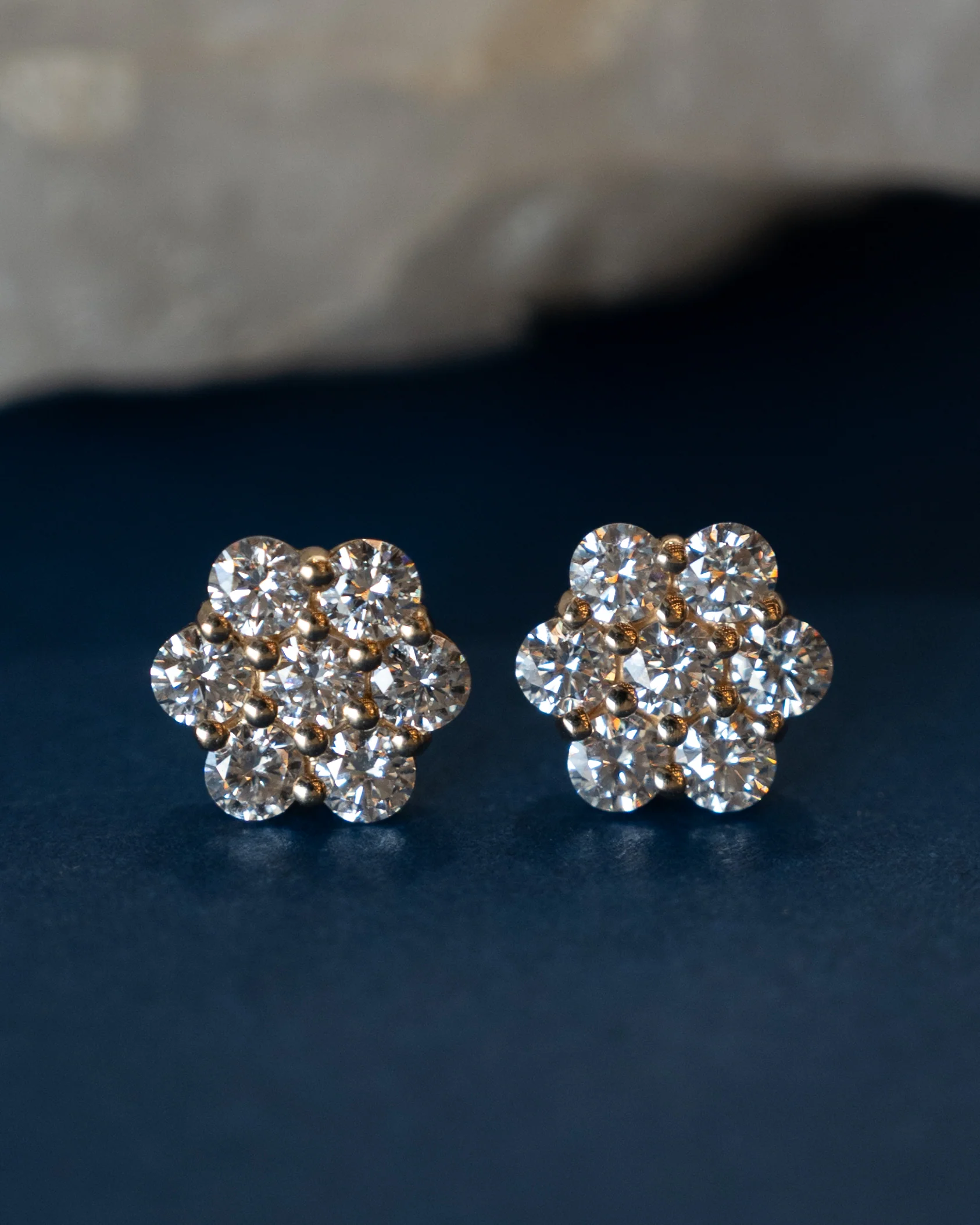 2 Carat Diamond Cluster Stud Earrings 14k - Image 4