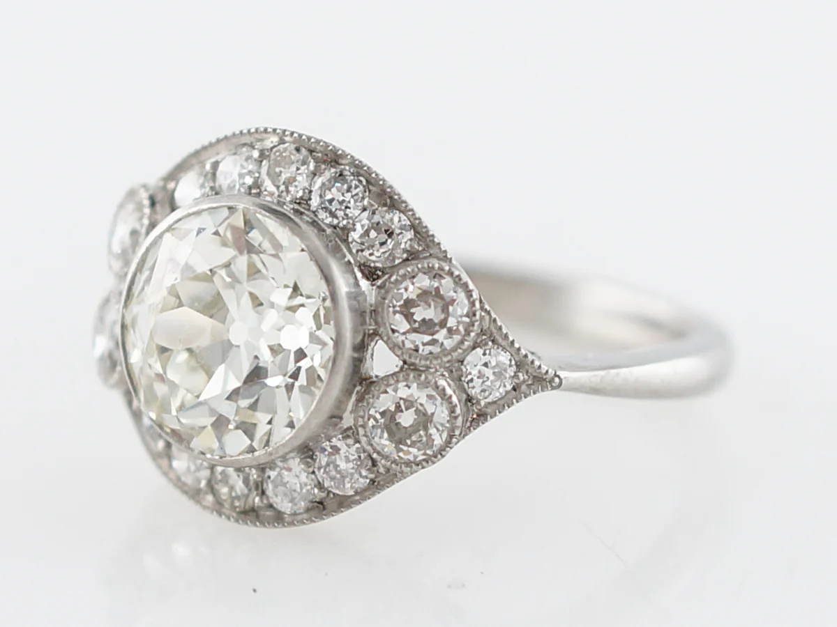 2 Carat Diamond Halo Engagement Ring Old European Cut - Image 2