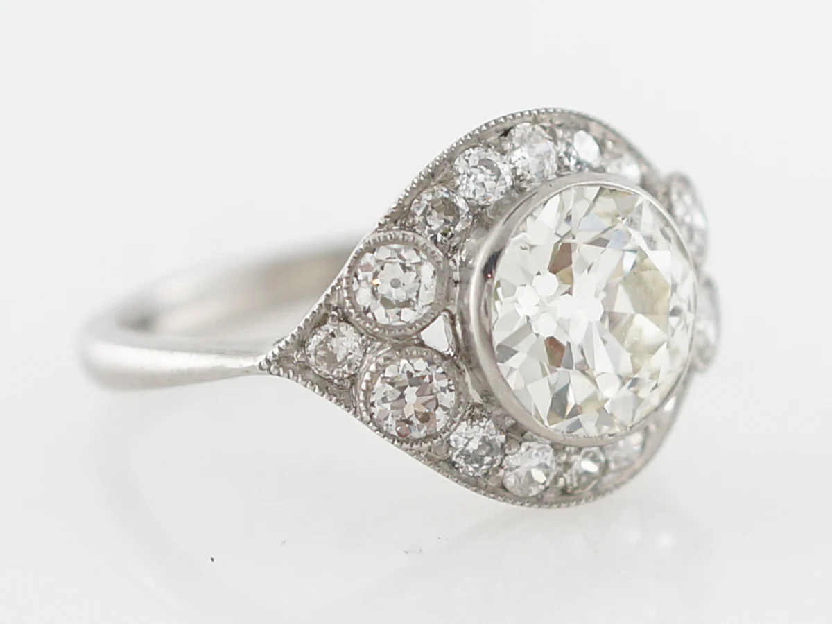 2 Carat Diamond Halo Engagement Ring Old European Cut - Image 3