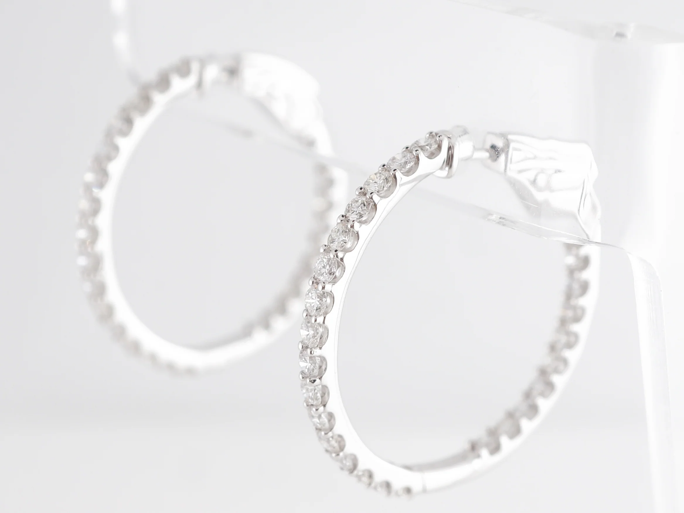 2 Carat Diamond Hoop Earrings in 14k White Gold - Image 2