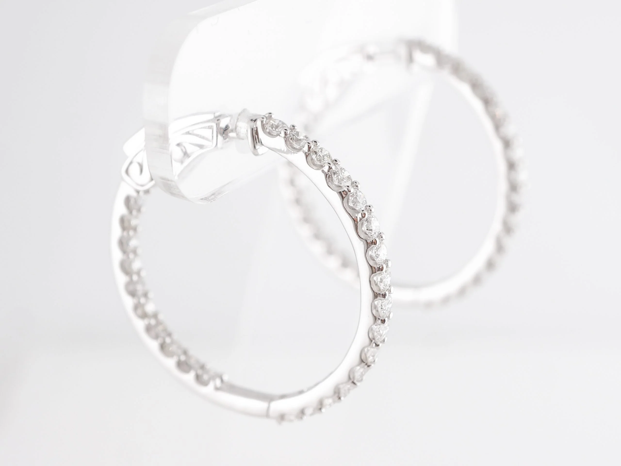 2 Carat Diamond Hoop Earrings in 14k White Gold - Image 3