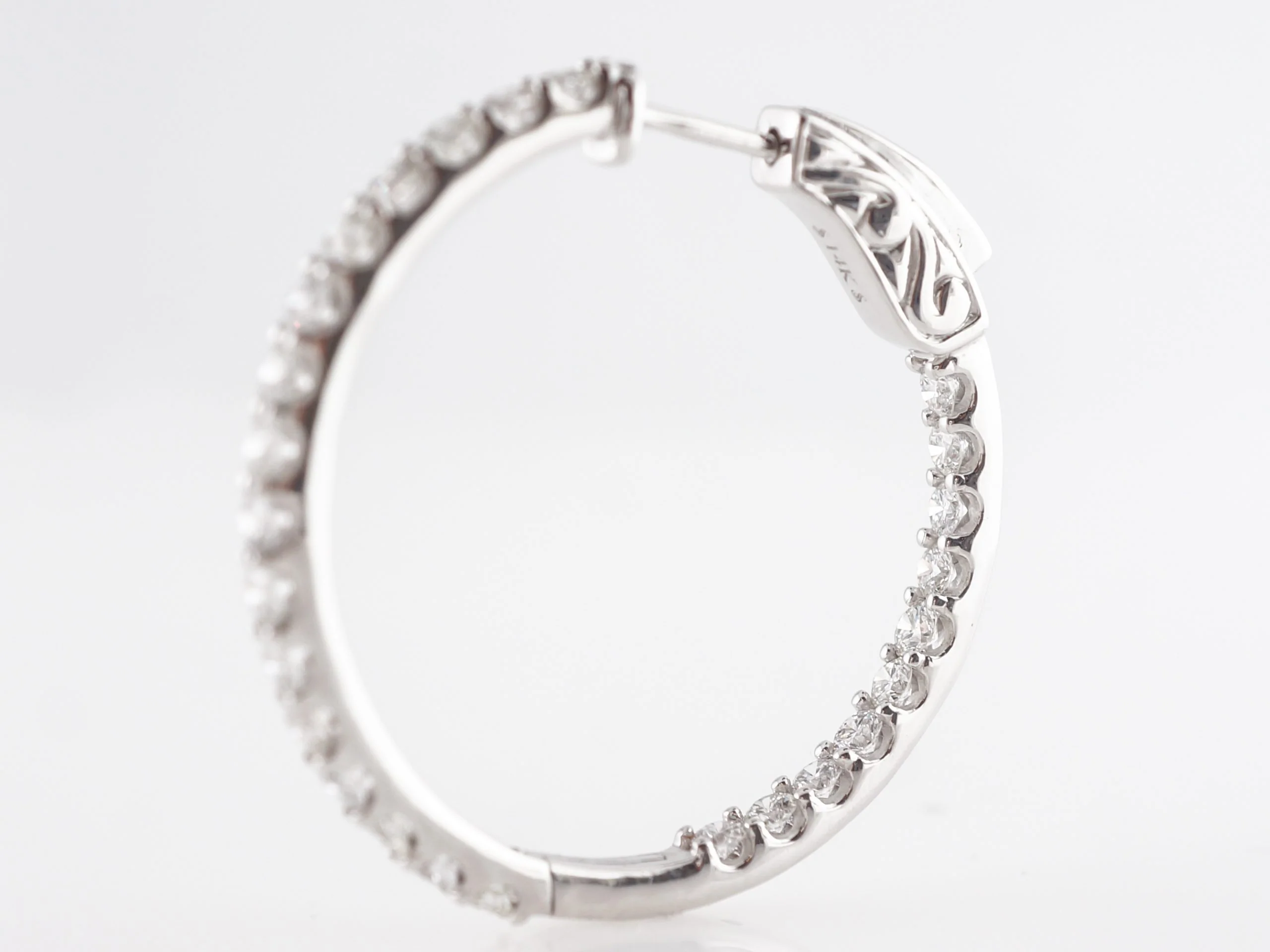2 Carat Diamond Hoop Earrings in 14k White Gold - Image 5