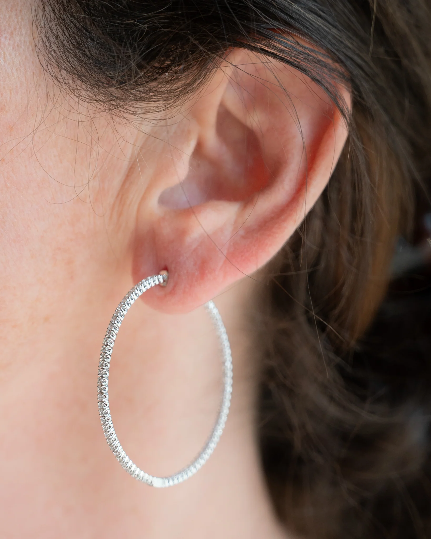 2 Carat Diamond Inside-Out Hoop Earrings in 14k - Image 5