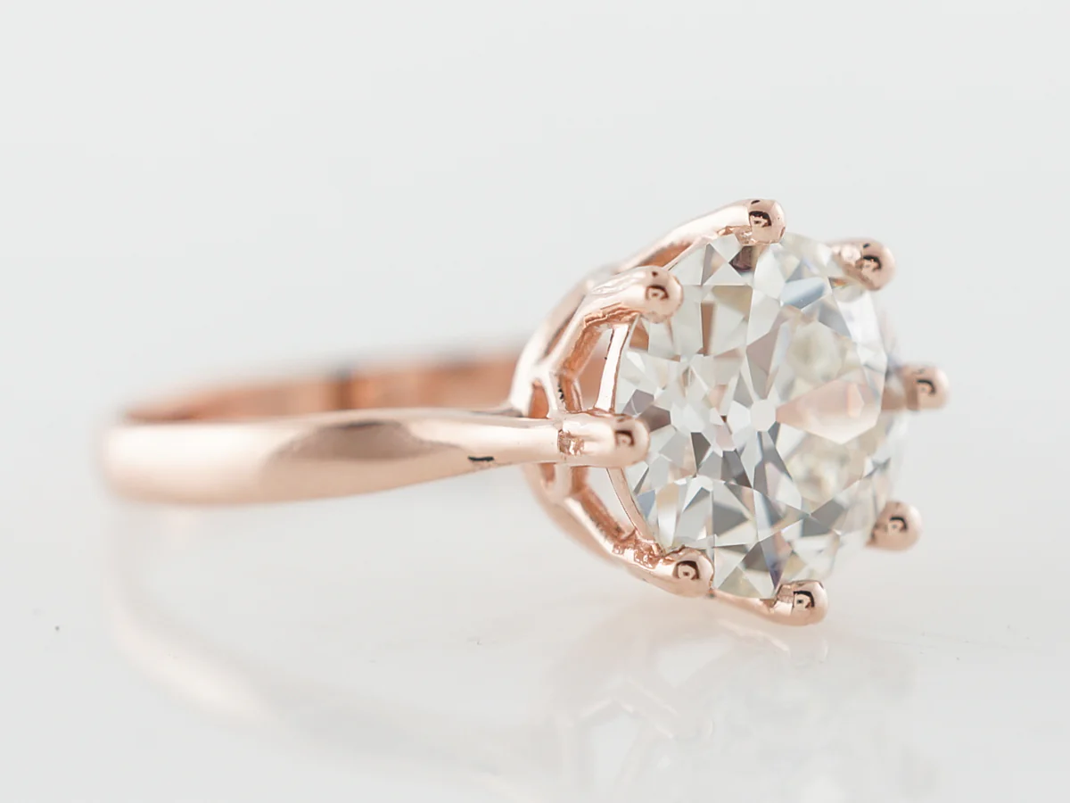 2 Carat European Cut Diamond Engagement Ring in Rose Gold - Image 3