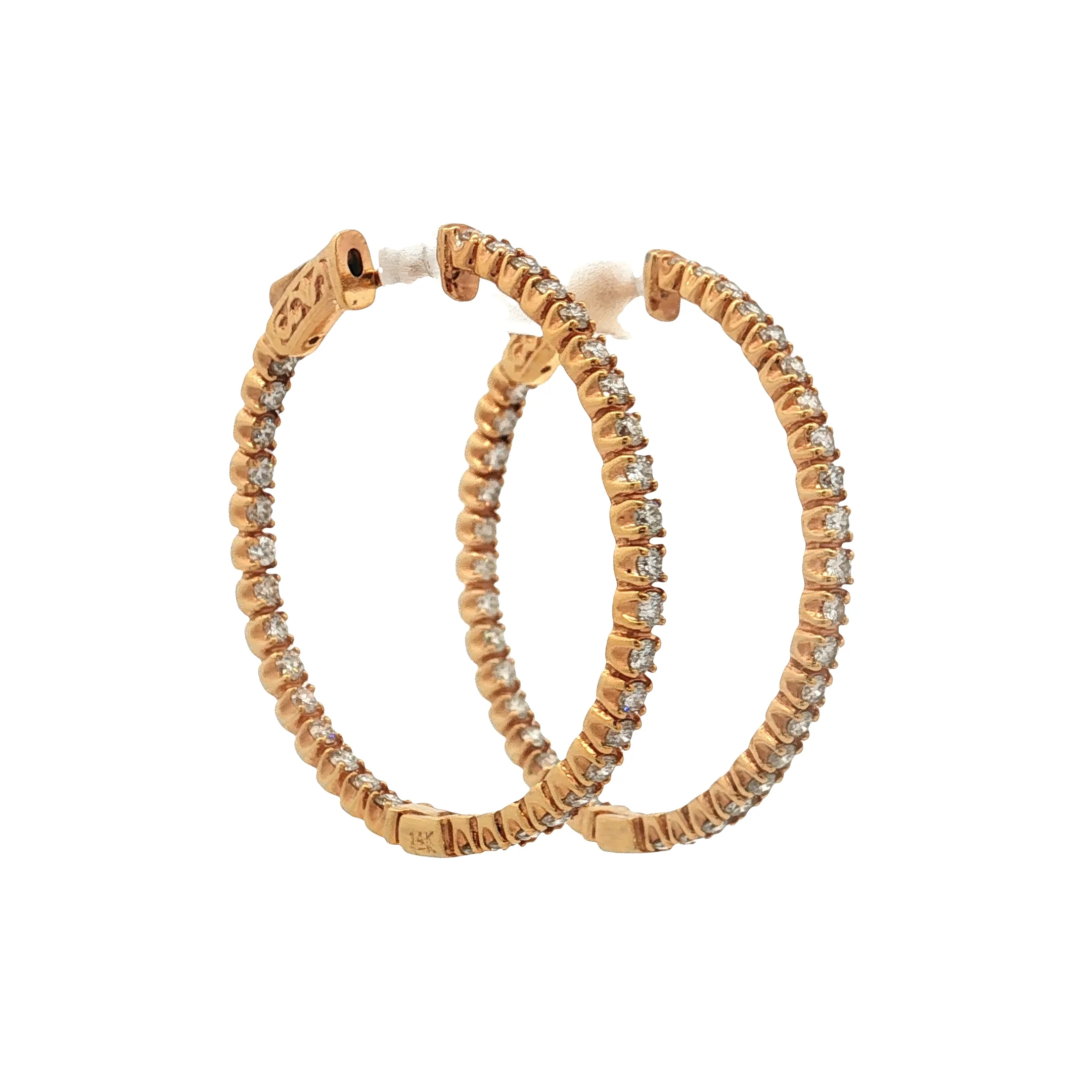2 Carat Inside Out Diamond Hoop Earrings 14K - Image 3