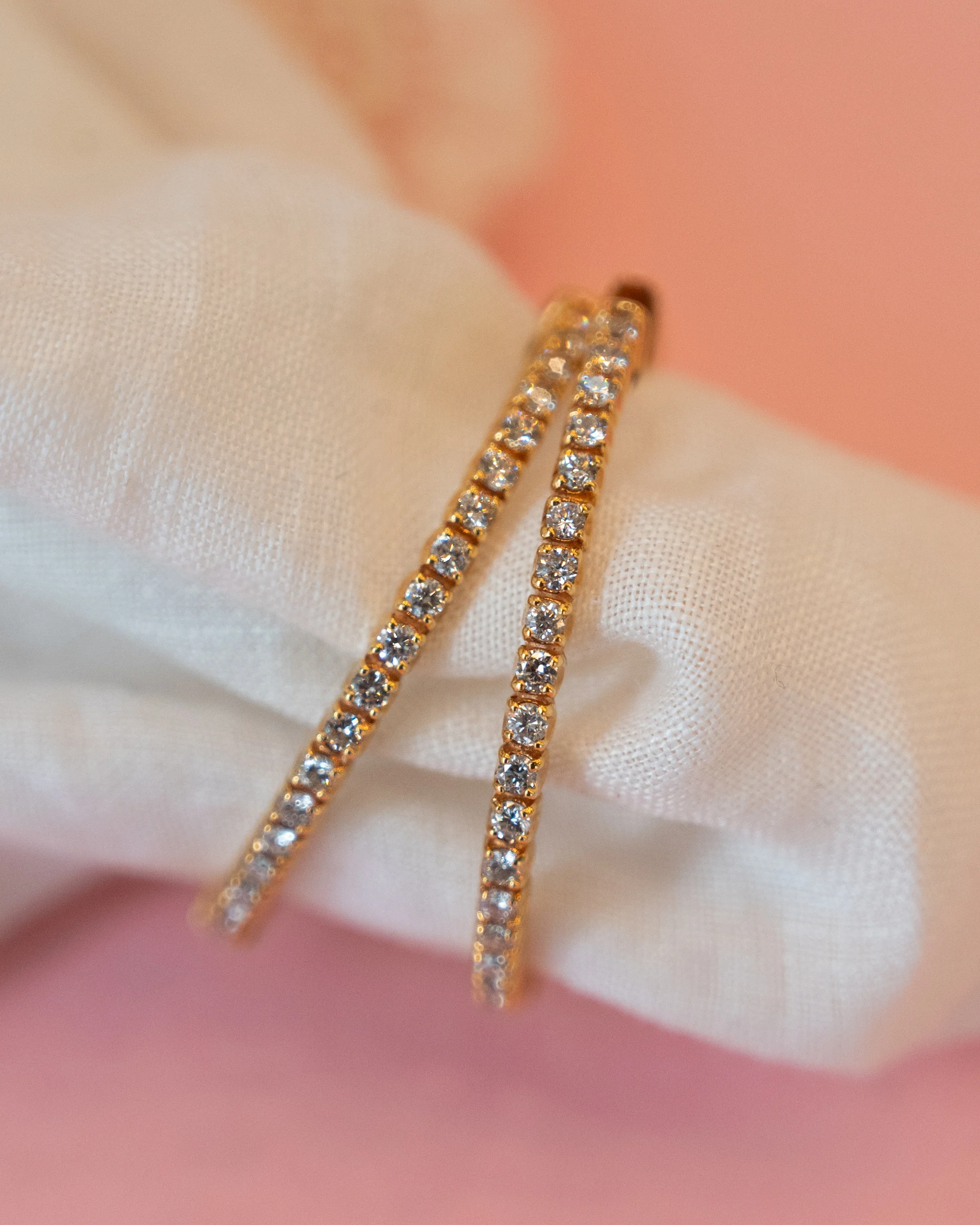 2 Carat Inside Out Diamond Hoop Earrings 14K - Image 4