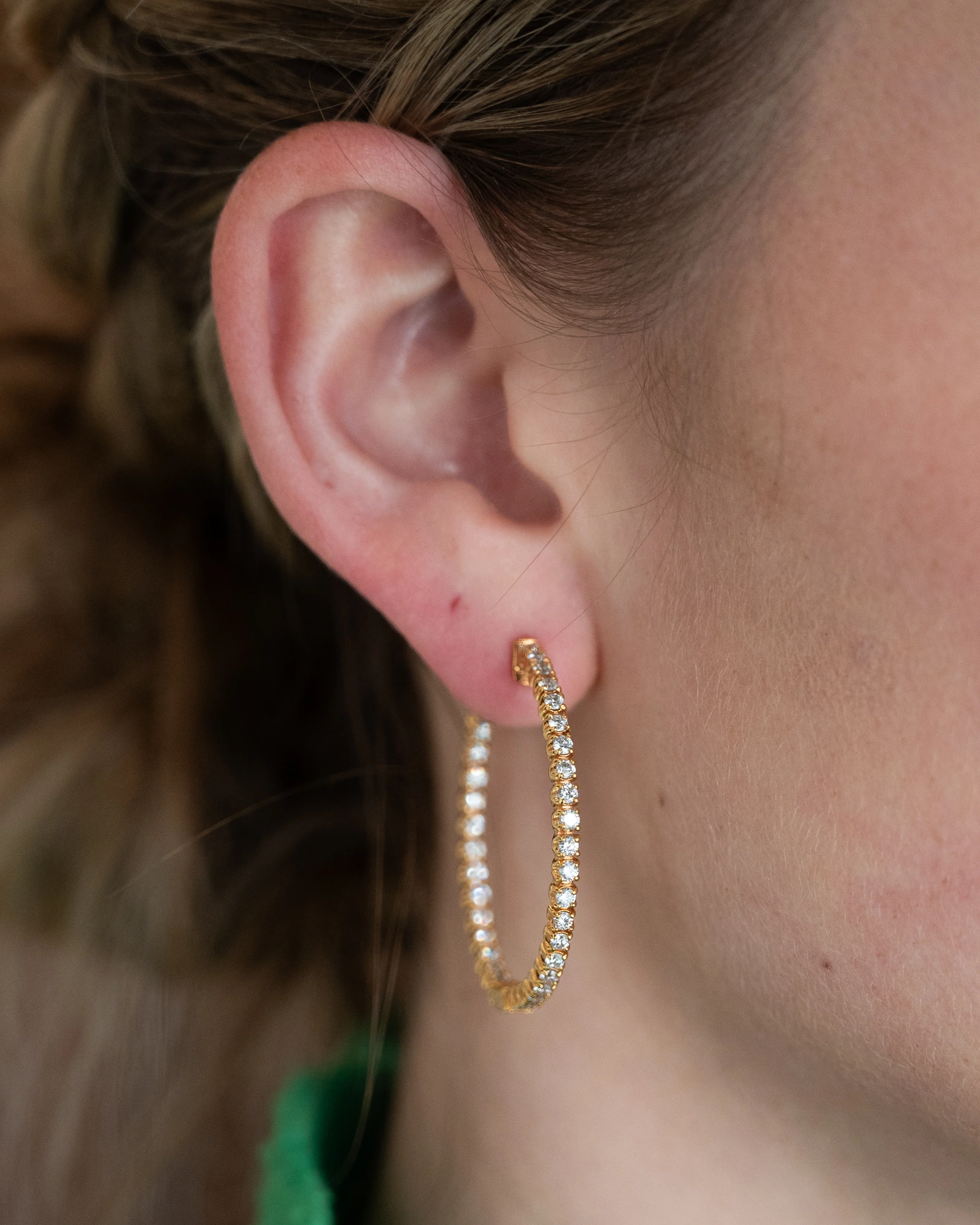 2 Carat Inside Out Diamond Hoop Earrings 14K - Image 6