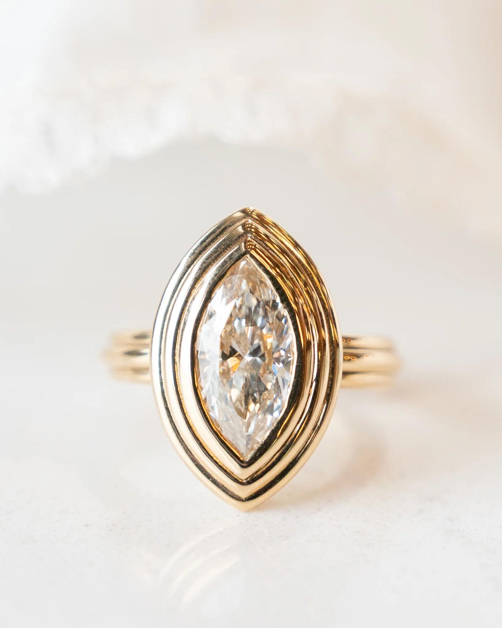 2 Carat Marquise Diamond Solitaire Engagement Ring 18k - Image 6