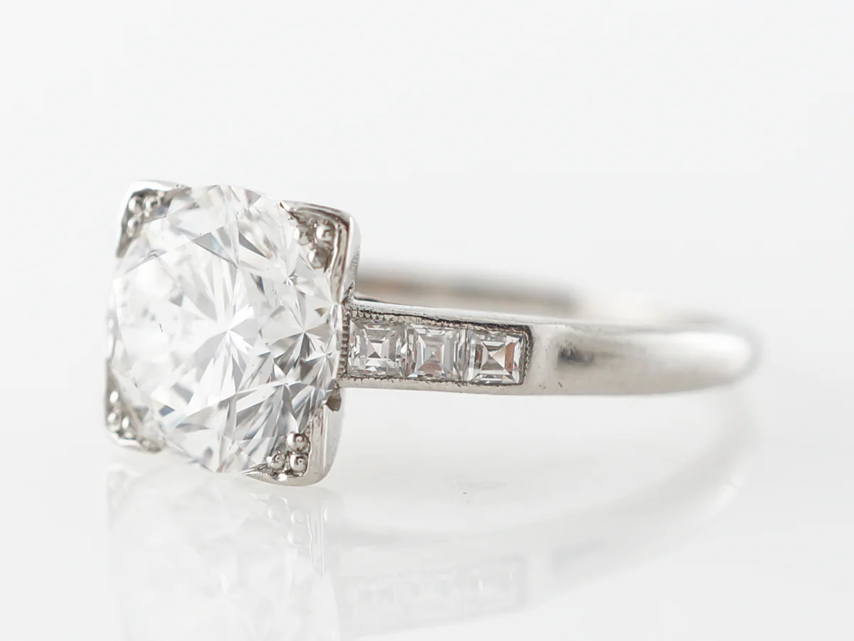 2 Carat Mid-Century Diamond Engagement Ring Platinum - Image 2