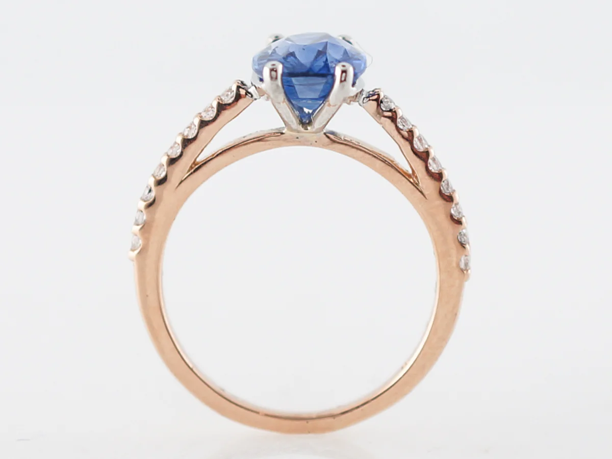 2 Carat Oval Cut Sapphire Engagement Ring in Rose Gold - Image 4