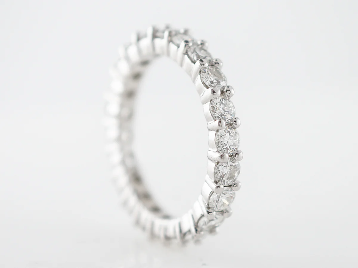 2 Carat Round Brilliant Cut Diamond Eternity Wedding Band in Platinum - Image 3