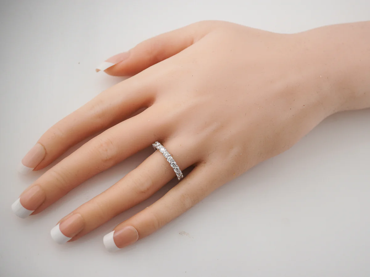 2 Carat Round Brilliant Cut Diamond Eternity Wedding Band in Platinum - Image 5