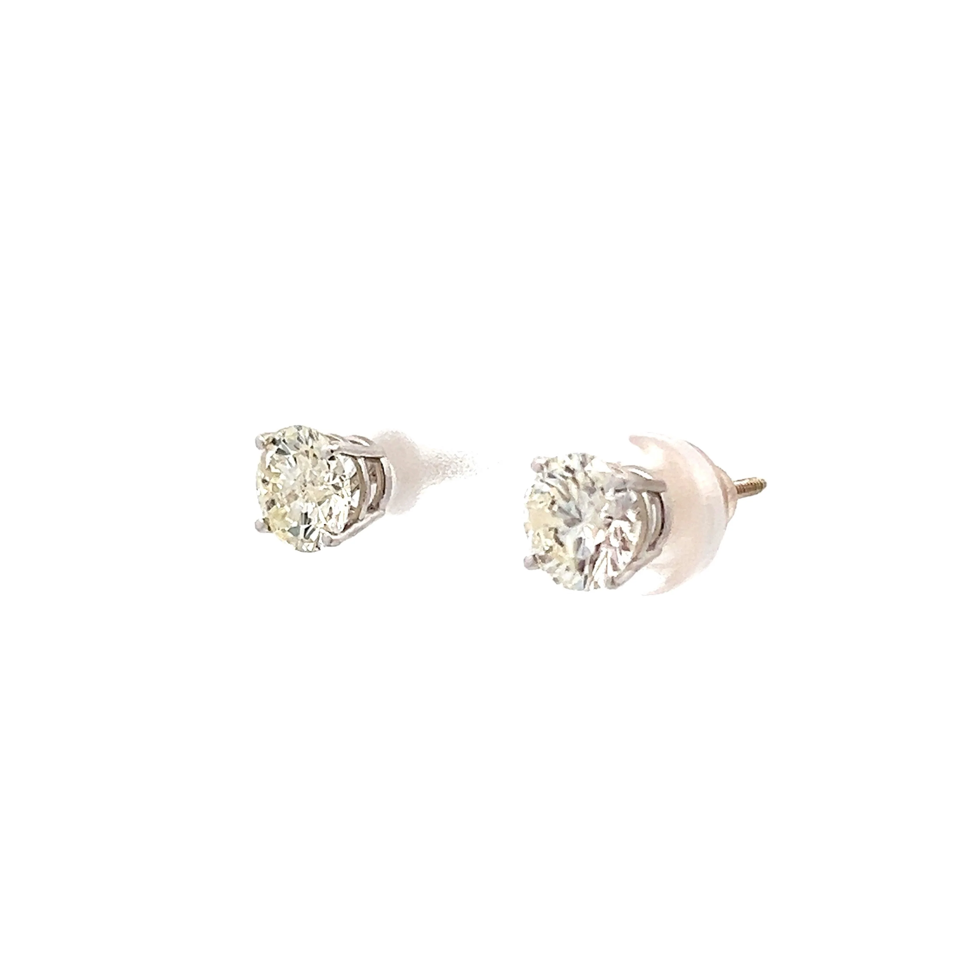 2 Carat Round Brilliant Diamond Stud Earrings in 14k - Image 2