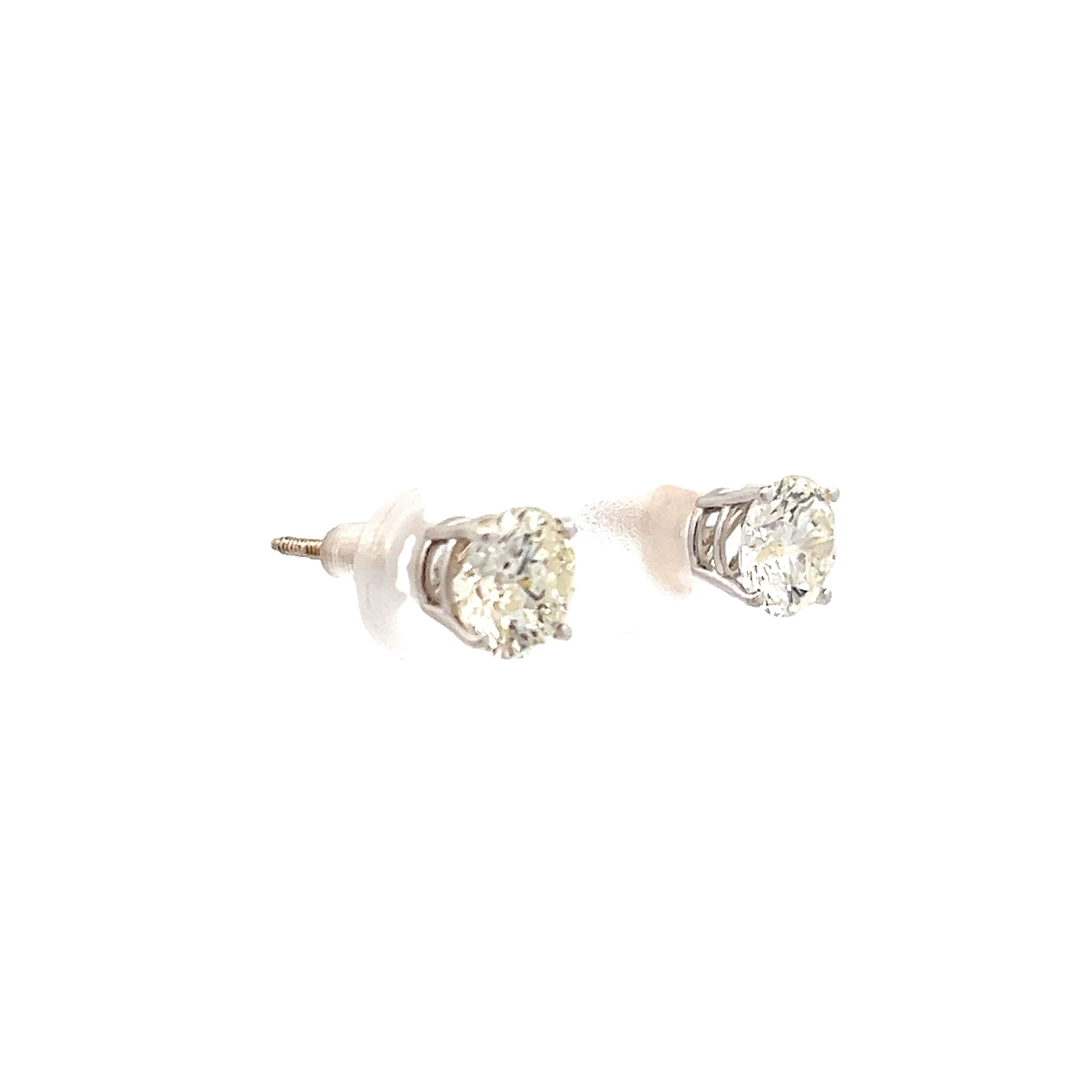 2 Carat Round Brilliant Diamond Stud Earrings in 14k - Image 3