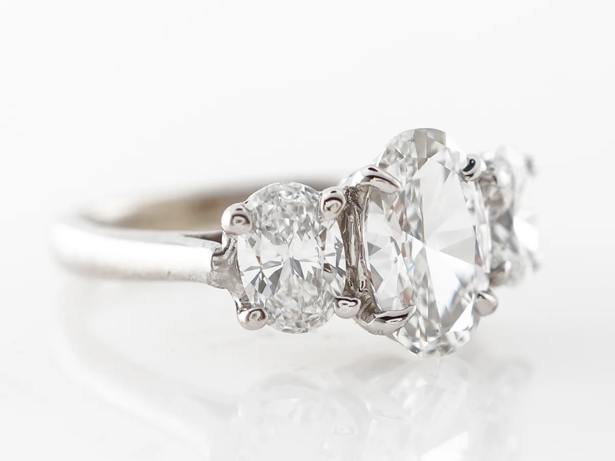 Three Stone Oval Engagement Ring in White Gold - Image 3