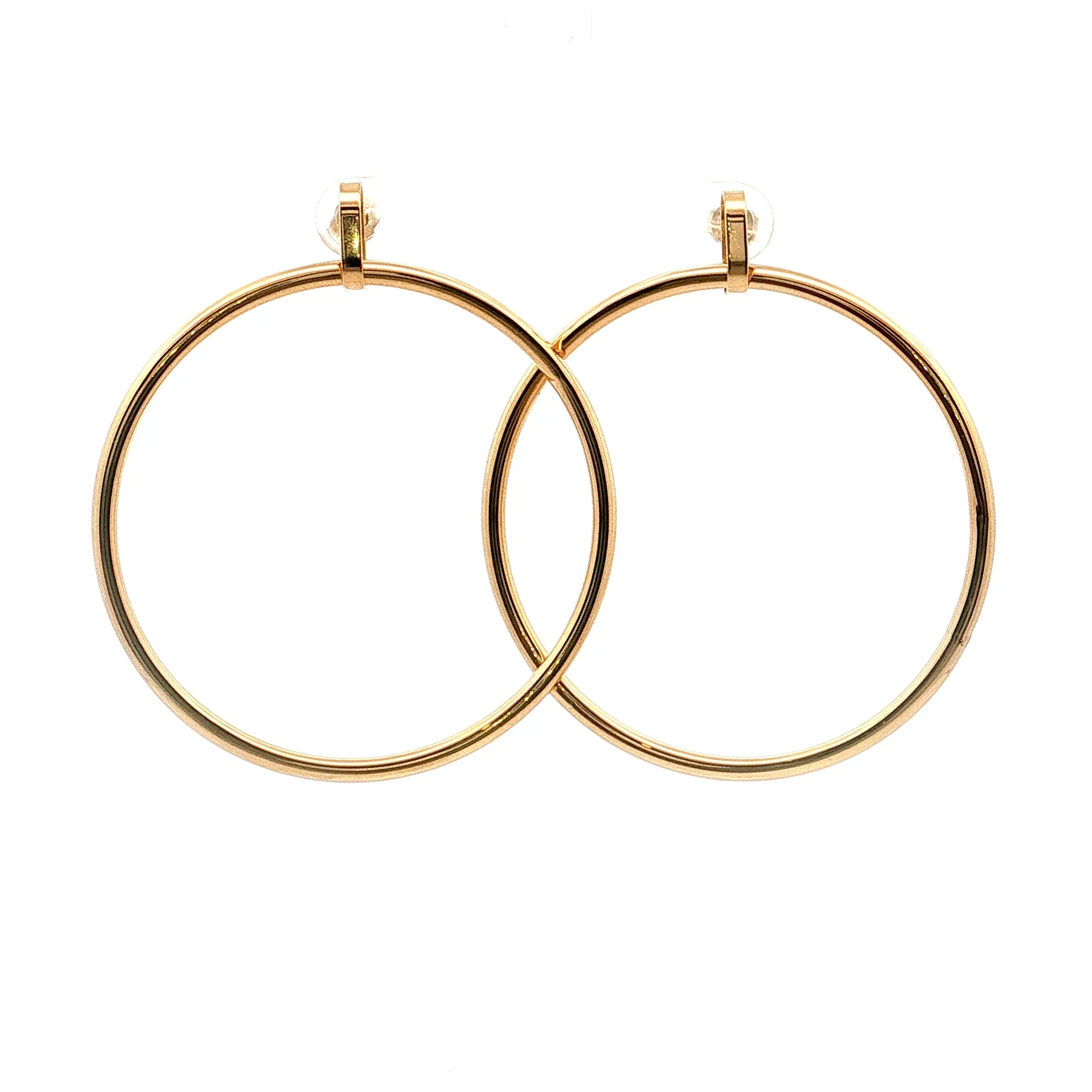 2" Hollow Tube Hoop Earrings 14k Yellow Gold
