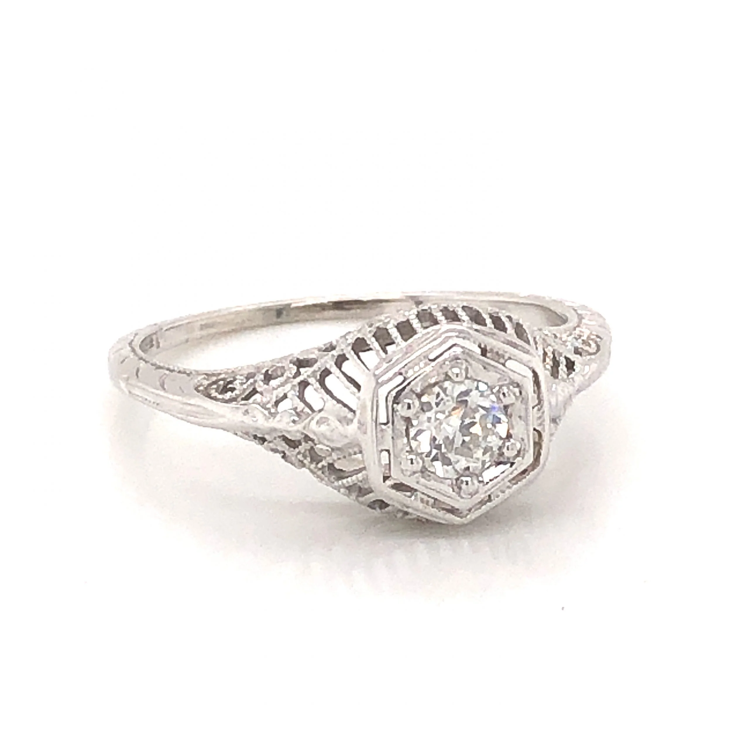 .20 Art Deco Diamond Engagement Ring in 18K White Gold - Image 3